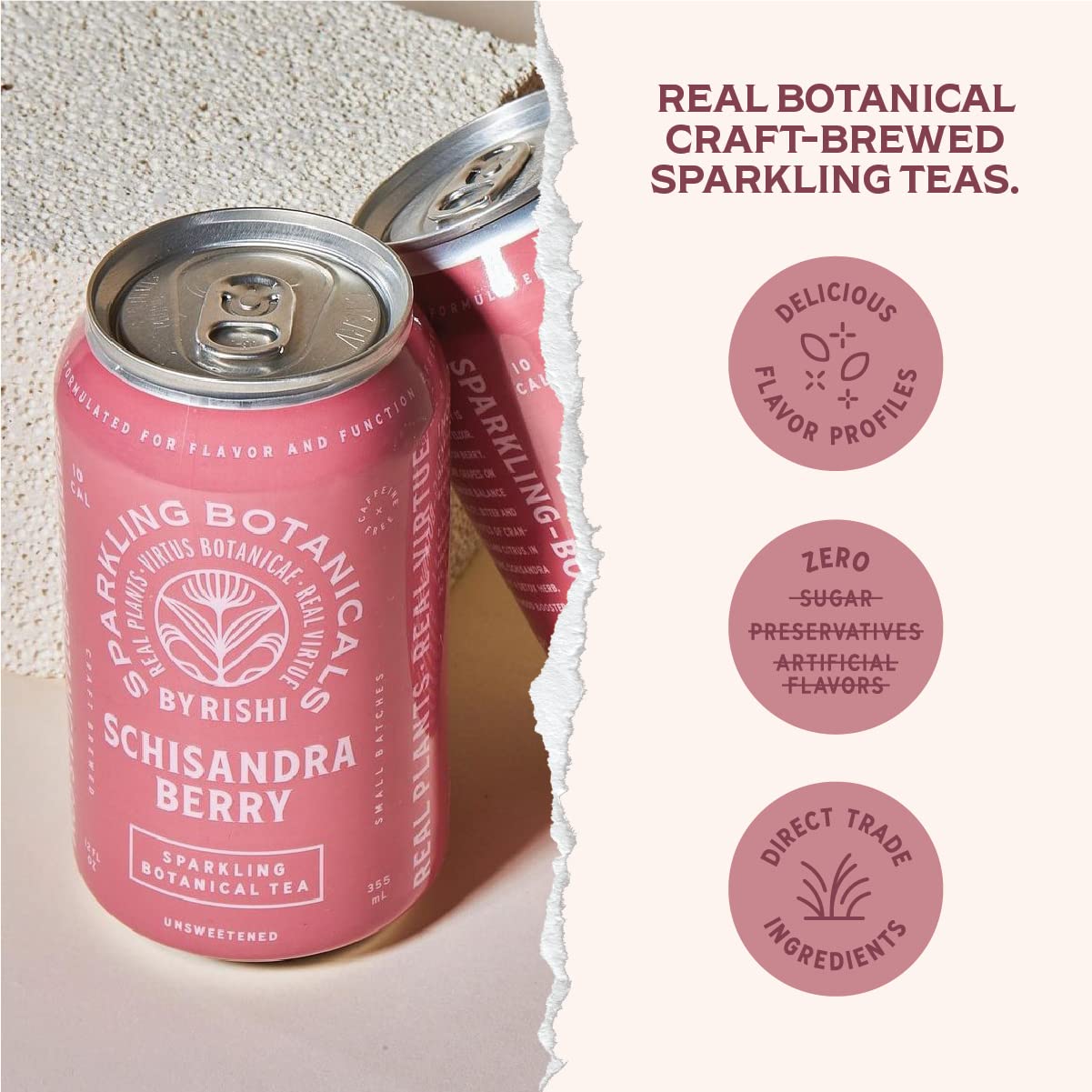 Organic Schisandra Berry Sparkling Botanicals Water - Unsweetened, Zero Sugar, Caffeine Free, Real Plants | Virtus Botanicals | 12 oz (Pack of 12) | Refreshing Healthy Drink for Hydration, Wellness & Relaxation