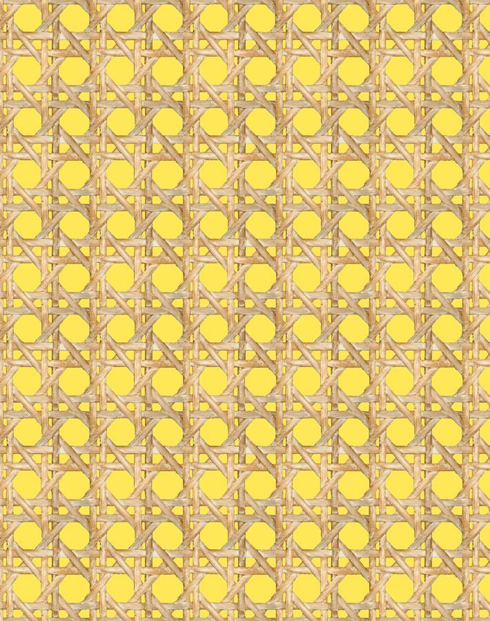 Wallshoppe Faux Large Caning Wallpaper - Daffodil Yellow Peel & Stick Removable Wallpaper for Bedroom, Living Room, and Office Decor