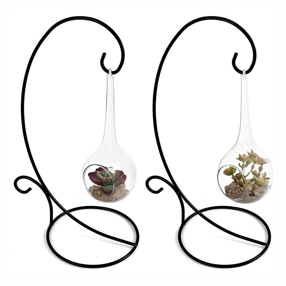 2-Pack Metal Ornament Display Stands - Tall Lightweight Iron Holder for Hanging Globes, Air Plants & Terrariums - Perfect for Christmas Decor, Wedding Centerpieces, Home Party Crafts & Witch Ball Displays