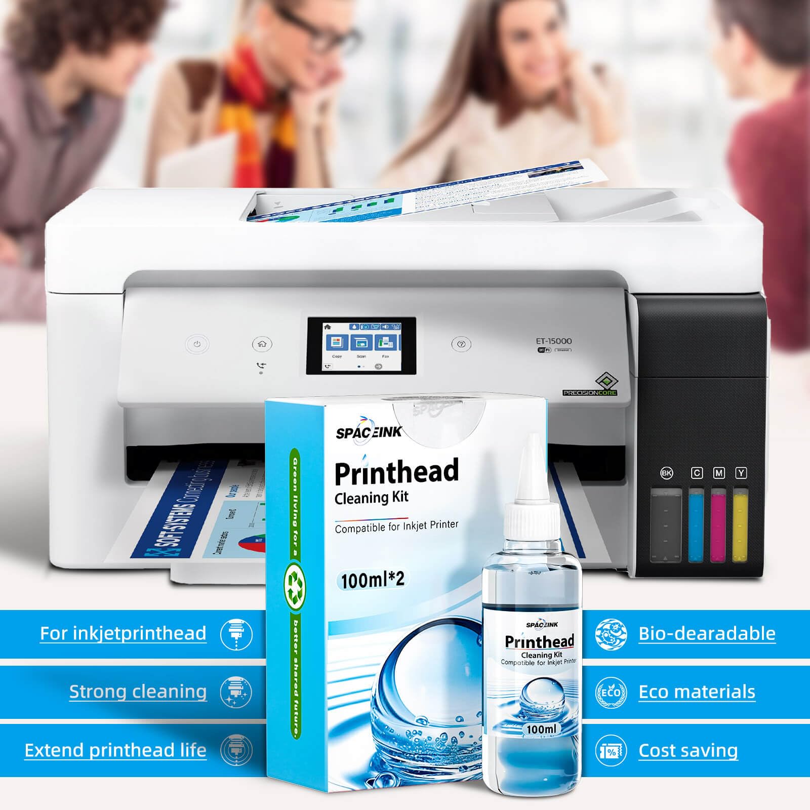 Epson Printer Printhead Cleaning Kit 200mL - Compatible with HP, Canon, Brother Inkjet Printers - Nozzle Cleaning Solution for Print Head Maintenance - Perfect for Office, Home & Photo Printing Use