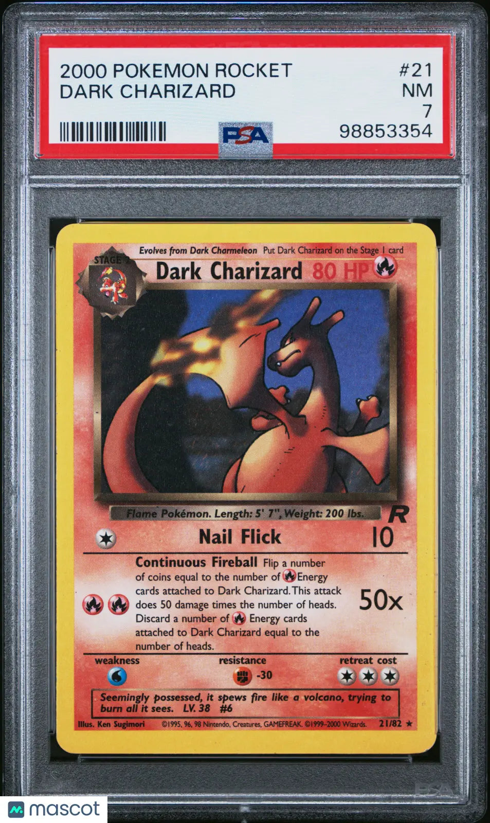 2000 Pokemon Rocket Dark Charizard #21 PSA 7 Graded Trading Card - Rare Collectible for Pokemon TCG Players & Investors | Perfect for Gaming, Display & Portfolio Diversification