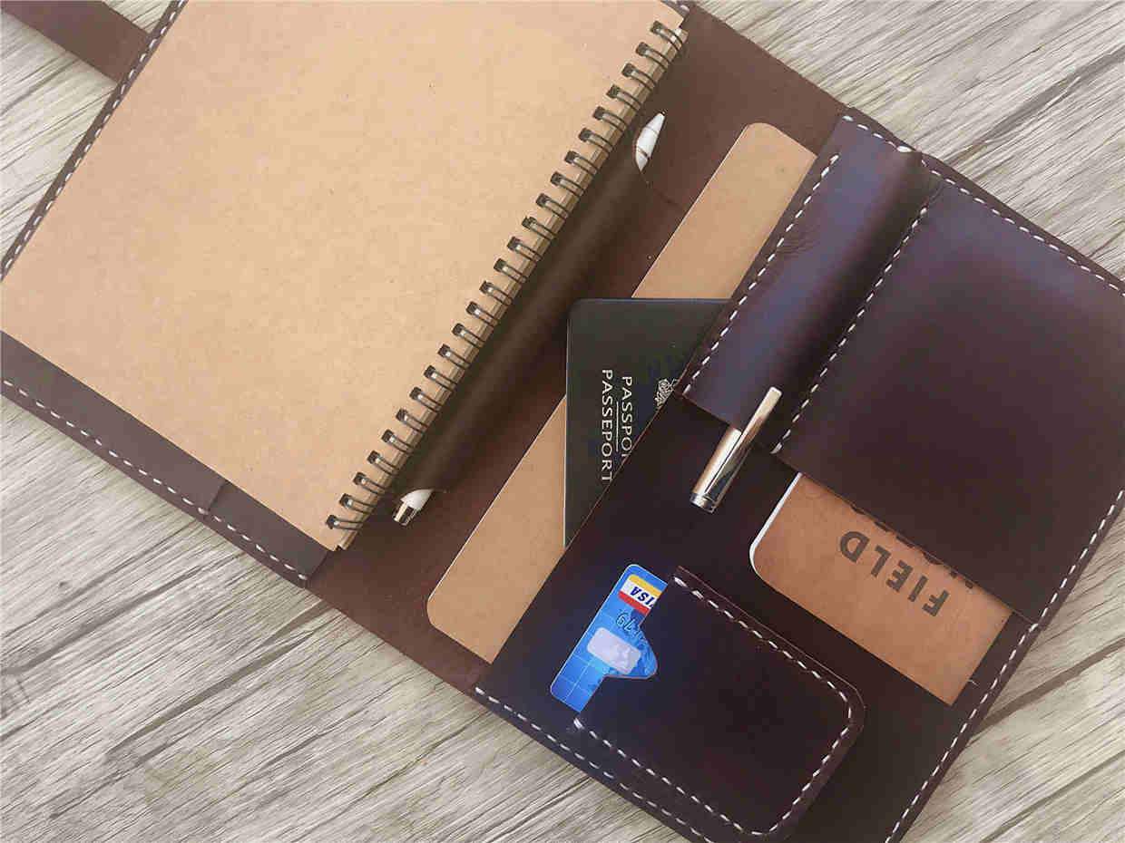 Premium Genuine Leather Notebook Cover - Coffee Brown | Stylish & Durable Journal Cover for Office, School & Travel