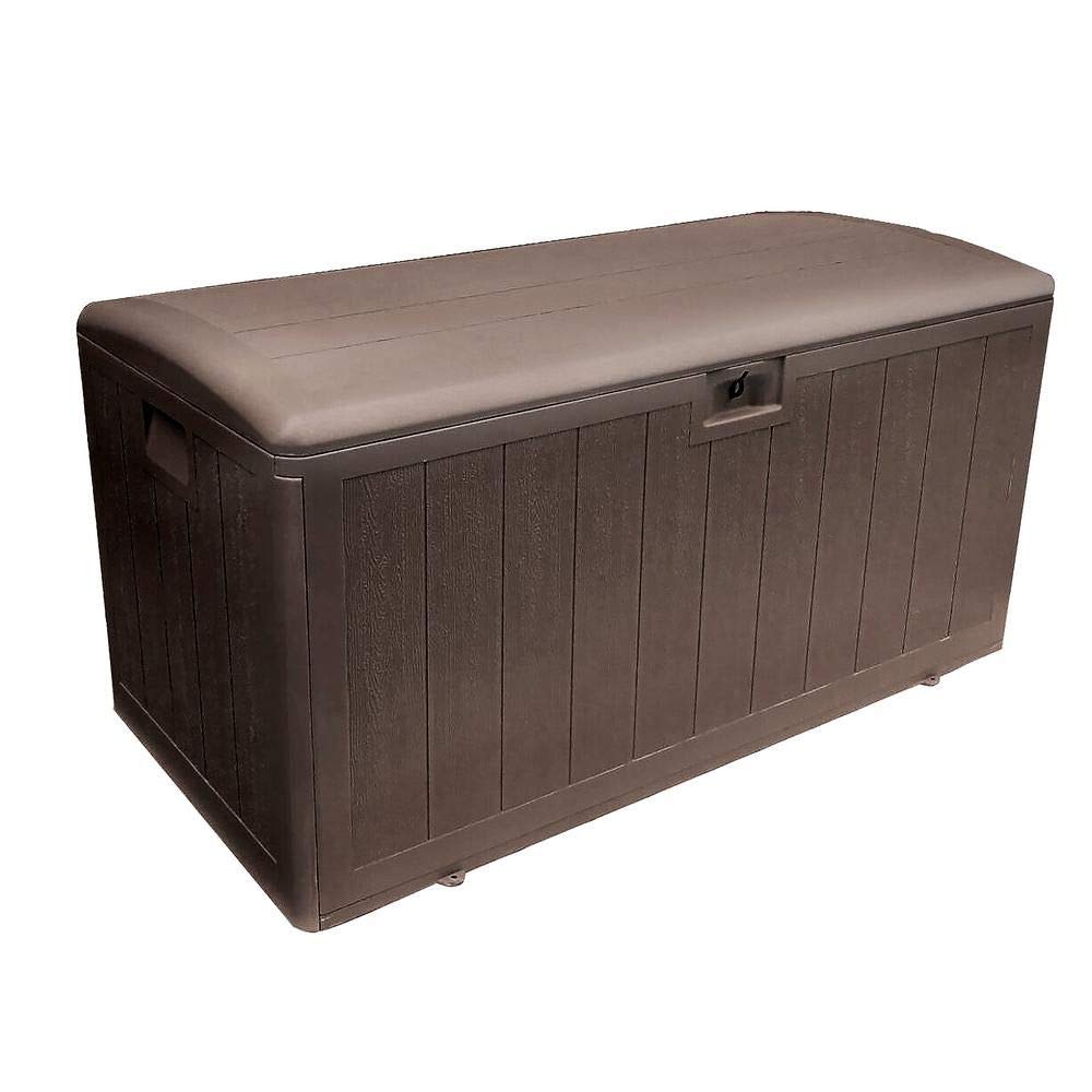 Plastic Development Group 105 Gallon Outdoor Storage Deck Box with Soft Closure - Java Brown - Perfect for Patio, Garden, and Backyard Organization