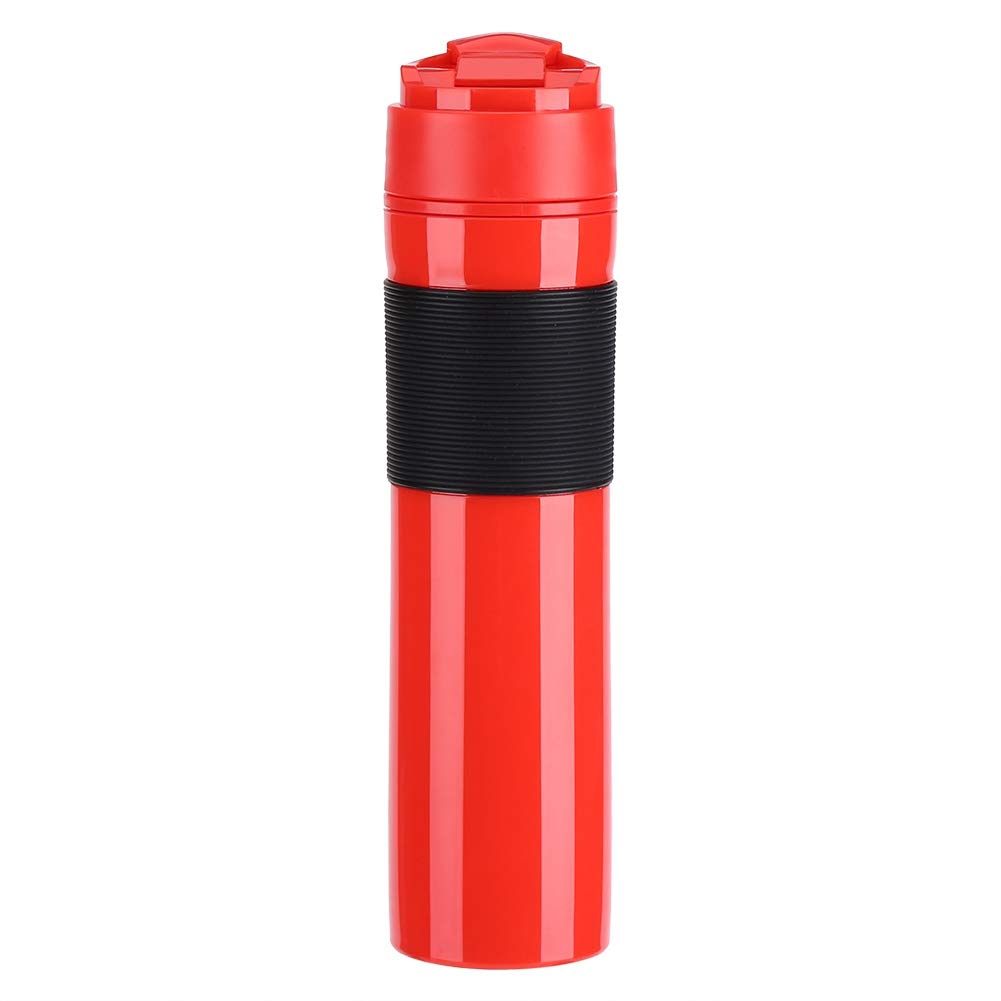 Zerodis 350ml Portable French Press Coffee & Tea Maker - Insulated Travel Mug for Commuting, Camping, Hiking, Office & Outdoor Use (Red) | Leak-Proof & Durable Stainless Steel Design