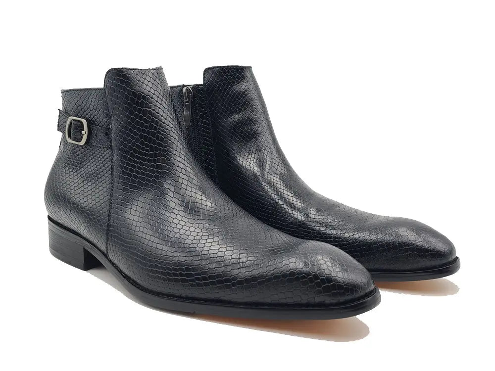 Python Print Calfskin Buckle Strap Ankle Boots for Women - Fashion Western Cowgirl Boots for Casual Outfits & Country Music Festivals