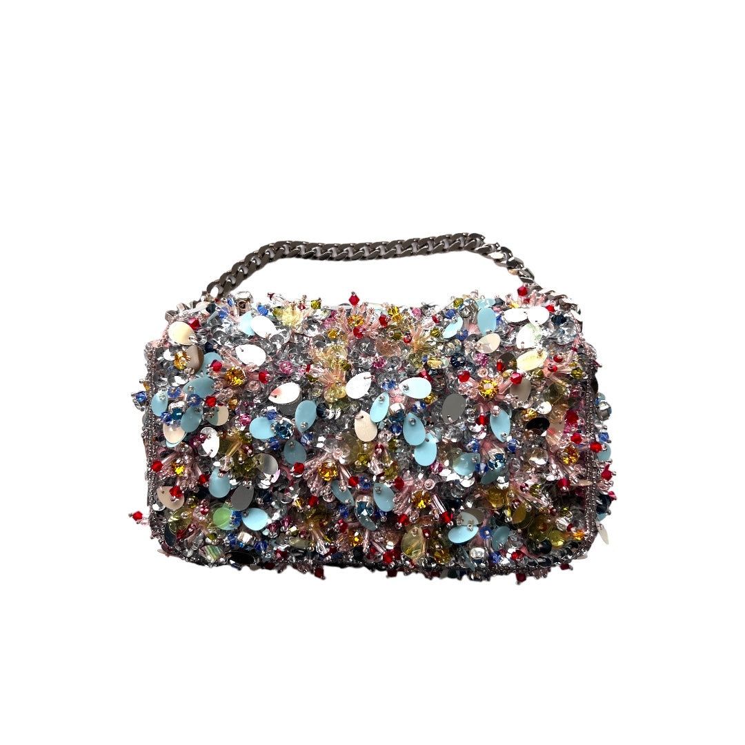 Fendi Mini Multicolor Diamond & Sequin Baguette Bag - Luxury Designer Crossbody Purse for Women, Perfect for Parties, Weddings & Evening Events