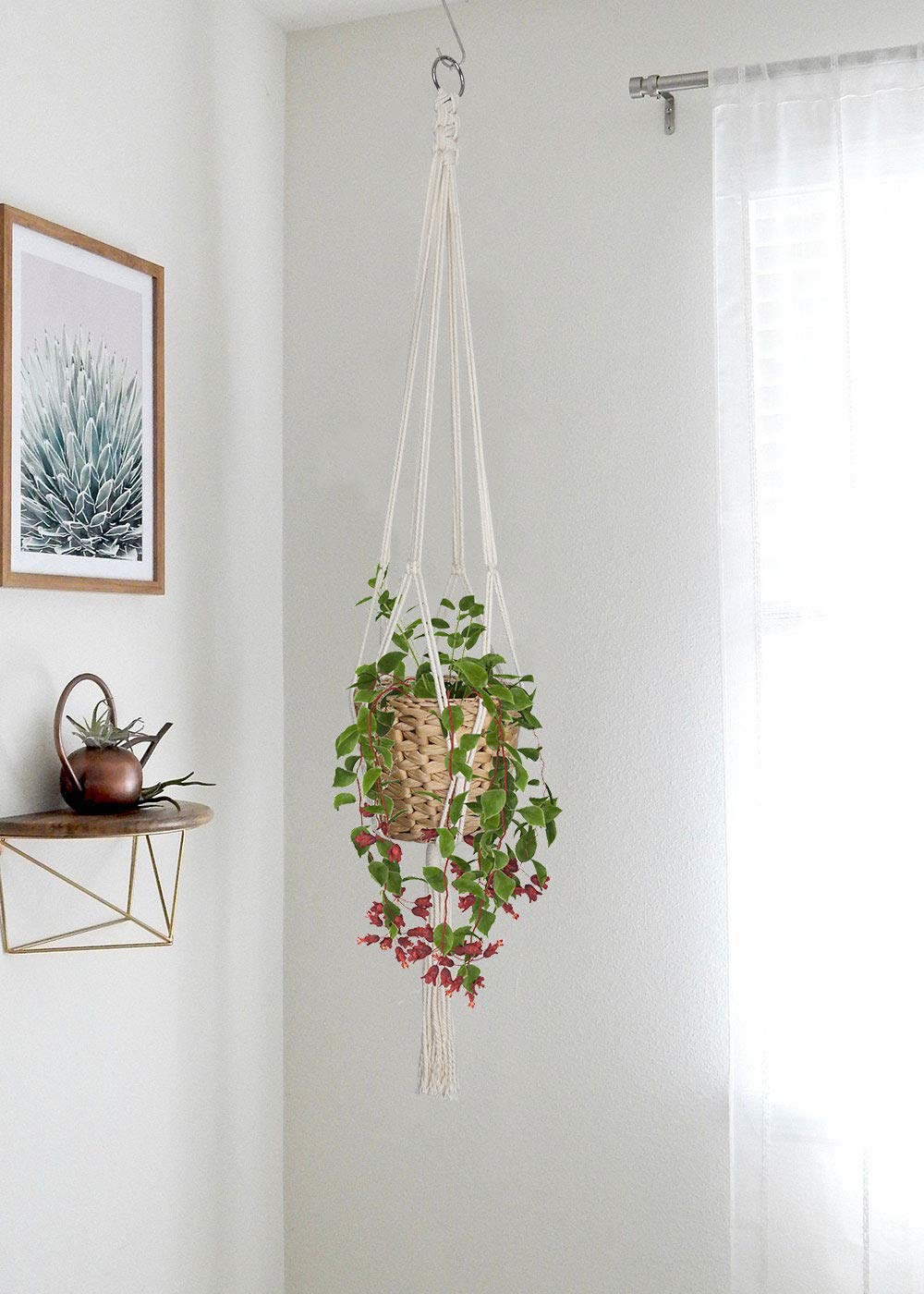 ALLADINBOX Macrame Plant Hanger - 2 Pack 40 Inch Cotton Rope Hanging Planter Basket with 4 Legs for Indoor & Outdoor Plants (Fits Pots Up to 8 Inches, Plant & Pot Not Included) - Perfect for Boho Home Decor, Porch, Garden, and Patio