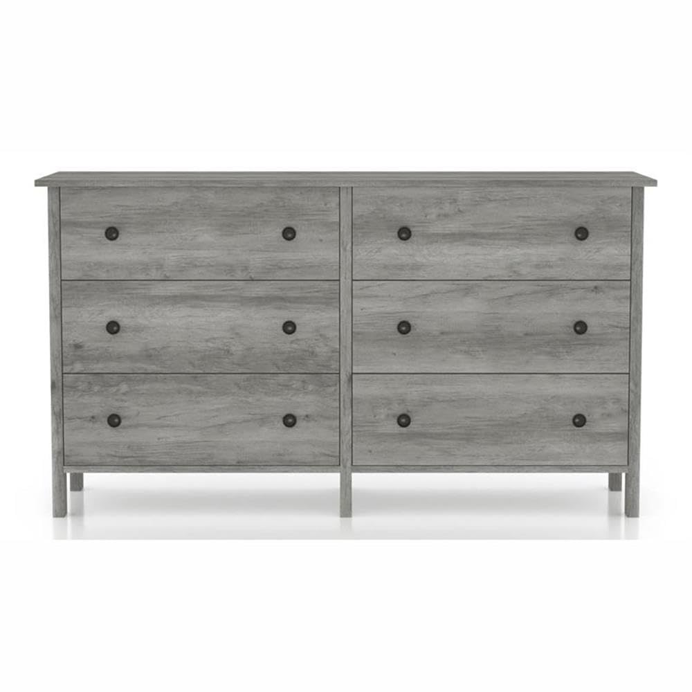 Furniture of America Zillett Transitional 6-Drawer Wood Dresser in Gray Oak - Perfect for Bedroom Storage & Organization