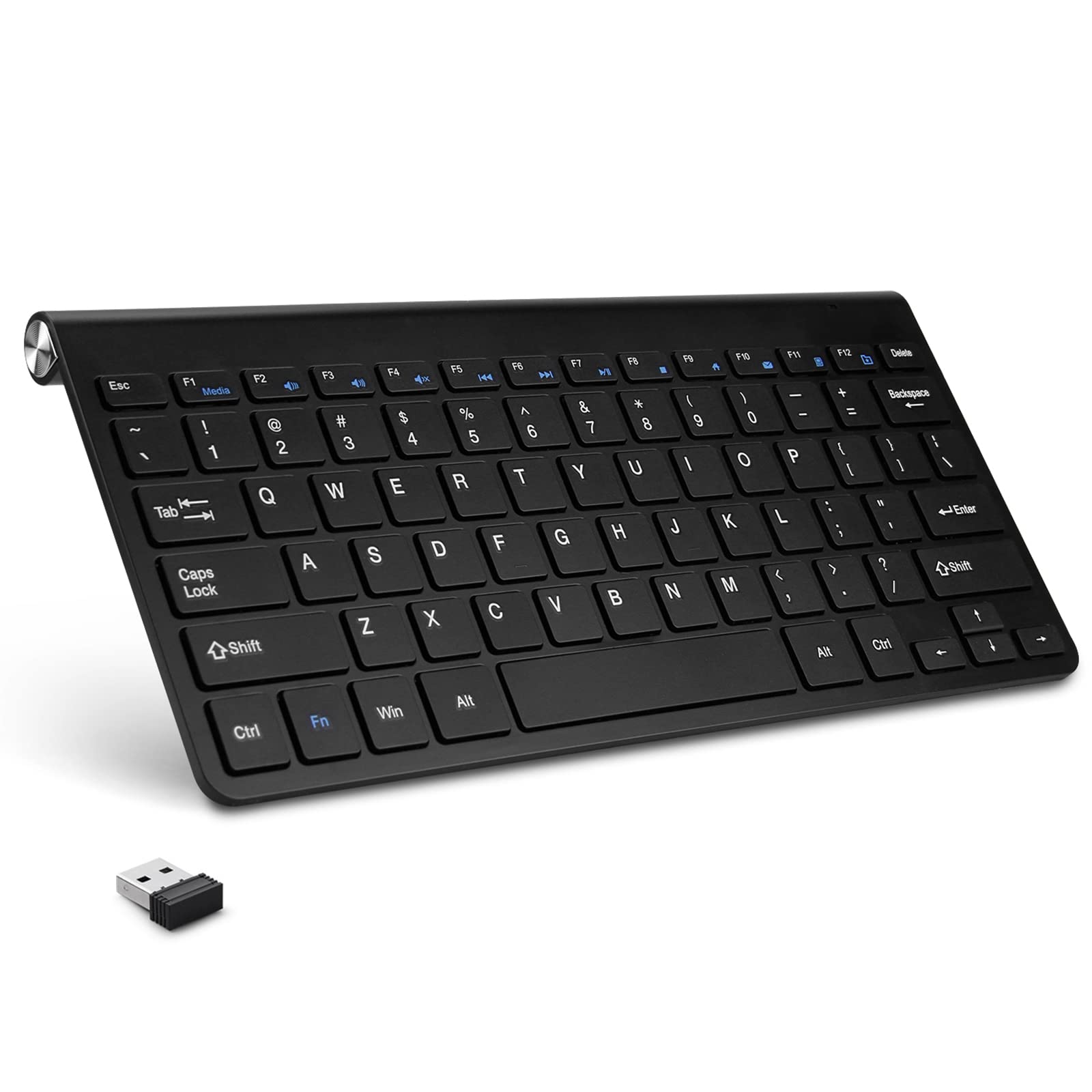 Mini Wireless Keyboard - Slim Compact Bluetooth Keyboard for Laptop, Tablet, PC, Smart TV | Portable External Keyboard with Touchpad | Perfect for Home Office, Gaming & Media Center (Black)