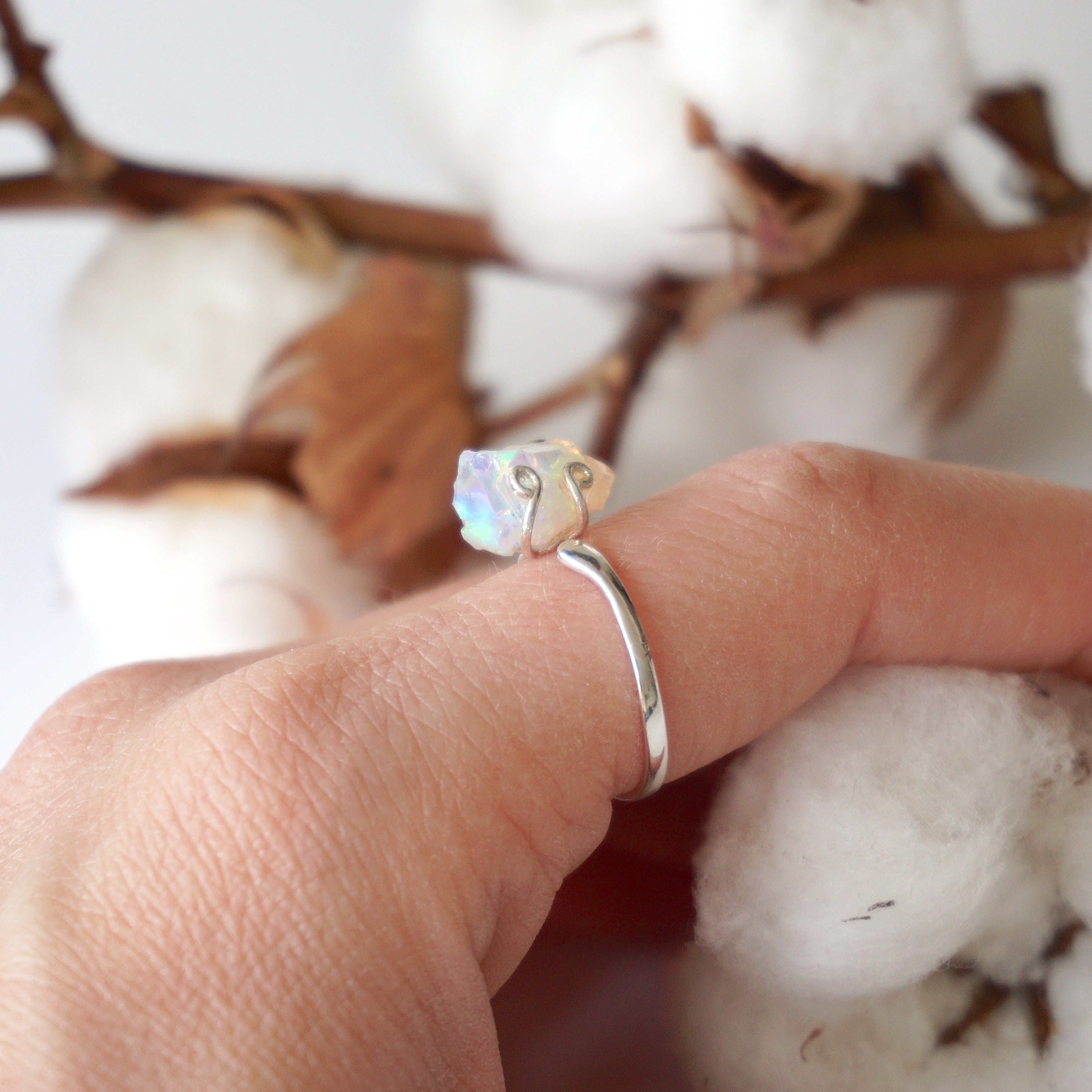 Fire Opal Sterling Silver Adjustable Ring for Women - Handmade Gemstone Jewelry for Everyday Wear & Special Occasions