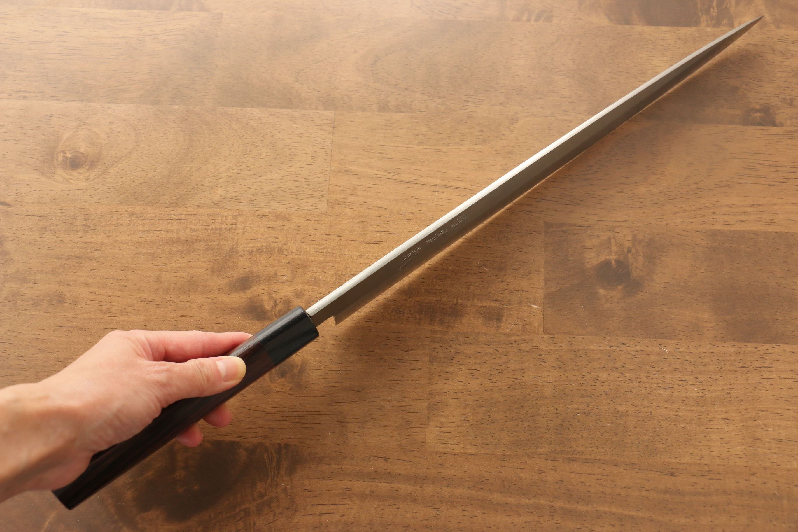 Premium Jikko Silver Steel No.3 Yanagiba Sushi Knife 330mm with Shitan Handle - Professional Japanese Sashimi & Sushi Chef's Blade for Precision Cutting