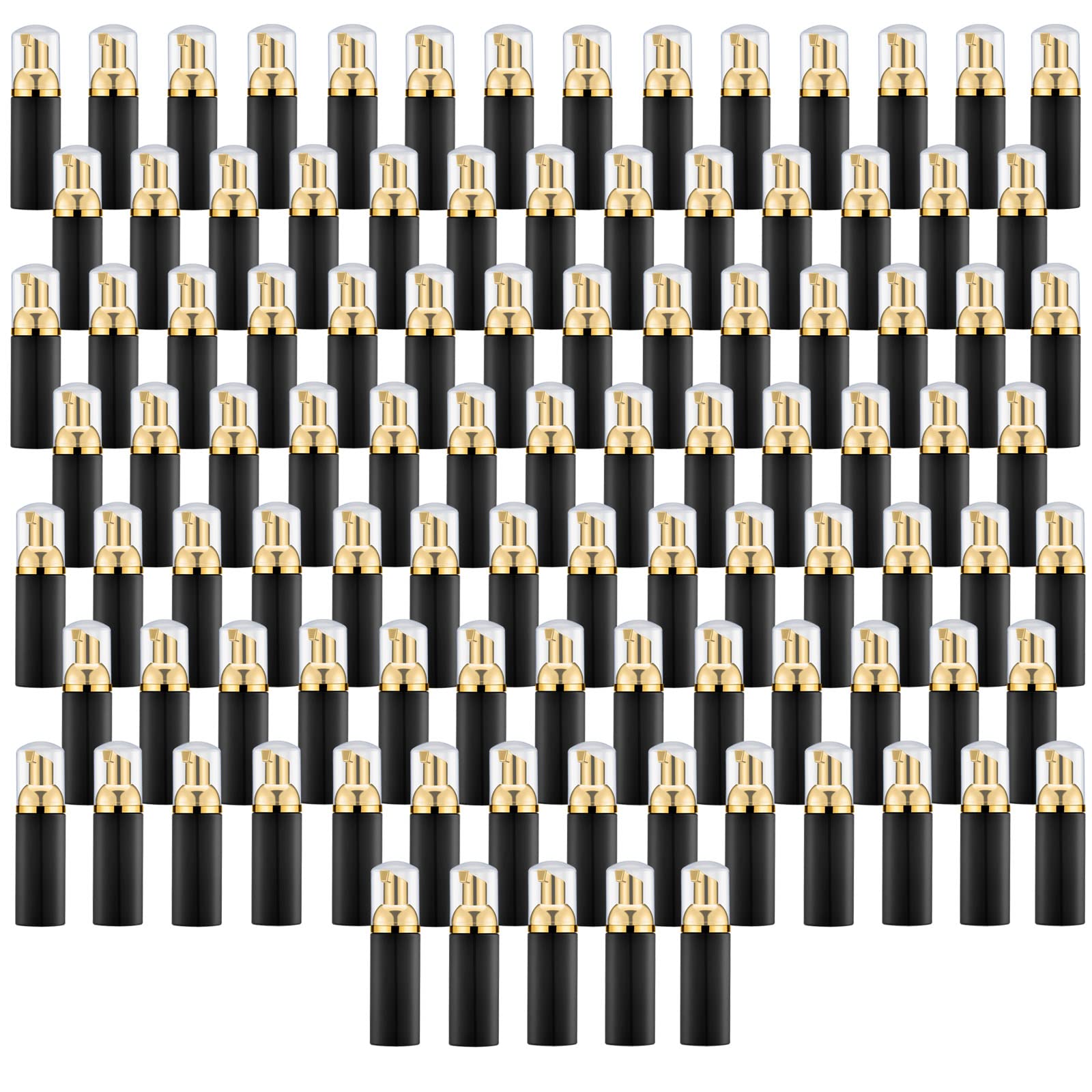 100PCS Black Foam Bottles with Gold Pump - 2oz Empty Travel Foaming Dispensers for Hand Soap & Lash Shampoo | Perfect for Salon, Home, Travel & DIY Beauty Products