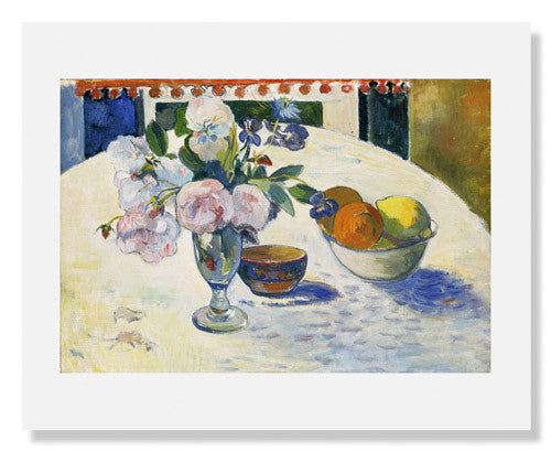 Paul Gauguin Floral Still Life Painting - Flowers and Fruit Bowl Art Print for Home Decor | Wall Art for Living Room, Bedroom & Office