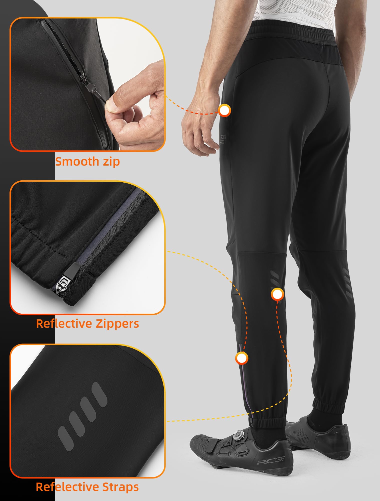 ROCKBROS Men's Winter Cycling Pants - Thermal Cold Weather Bike Pants with Drawstring for Cycling, Jogging & Outdoor Sports - Perfect for Winter Biking, Running & Outdoor Activities