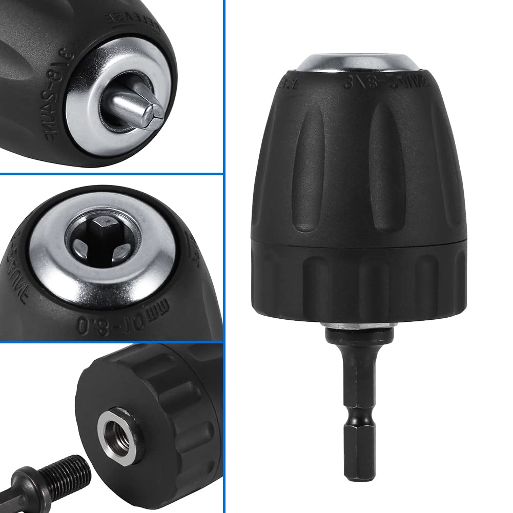 Quick Change 3/8-24UNF Keyless Drill Chuck - 0.8-10MM Clamping Capacity with 1/4