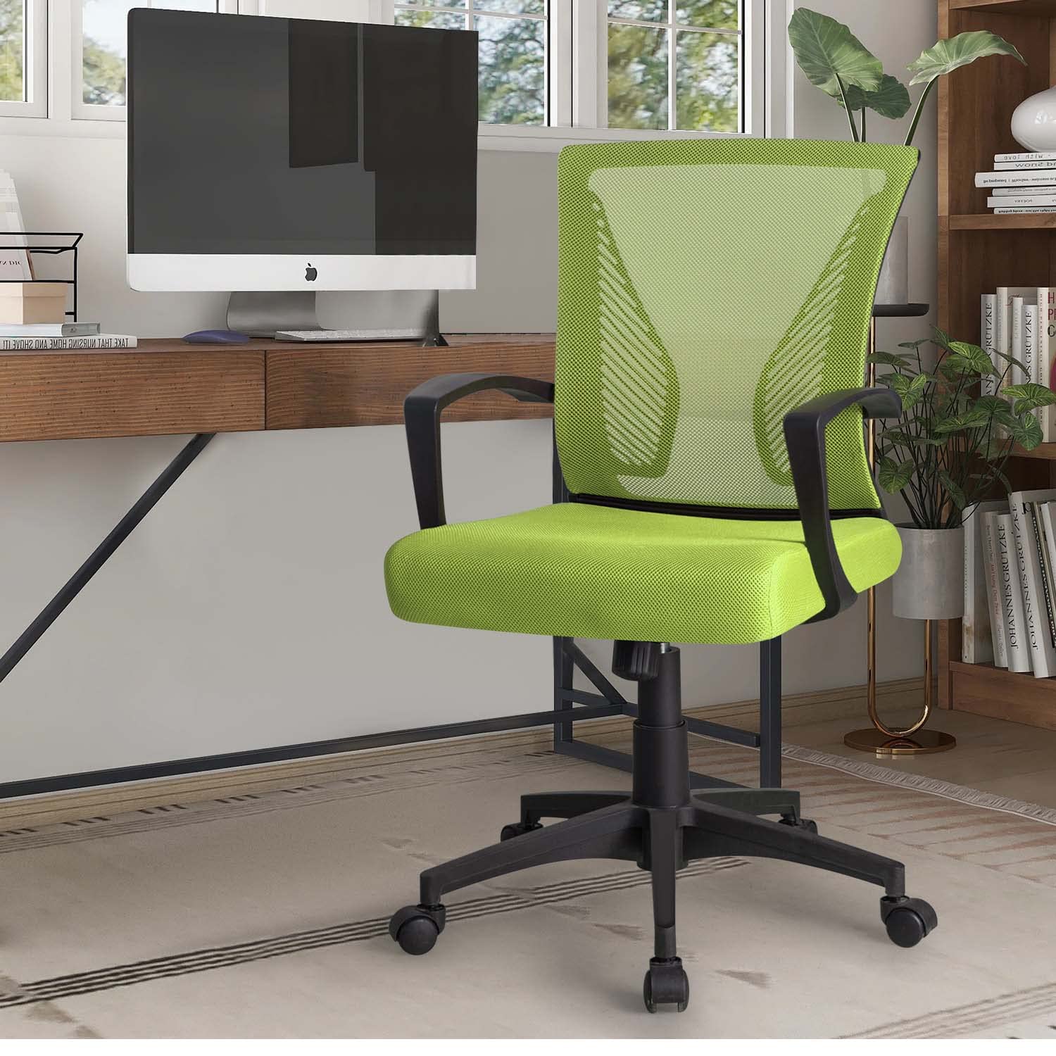 Ergonomic Mesh Office Chair with Lumbar Support - Mid Back Swivel Rolling Computer Desk Chair for Home & Office, Adjustable Armrests - Cyan (Perfect for Long Work Hours & Gaming Sessions)