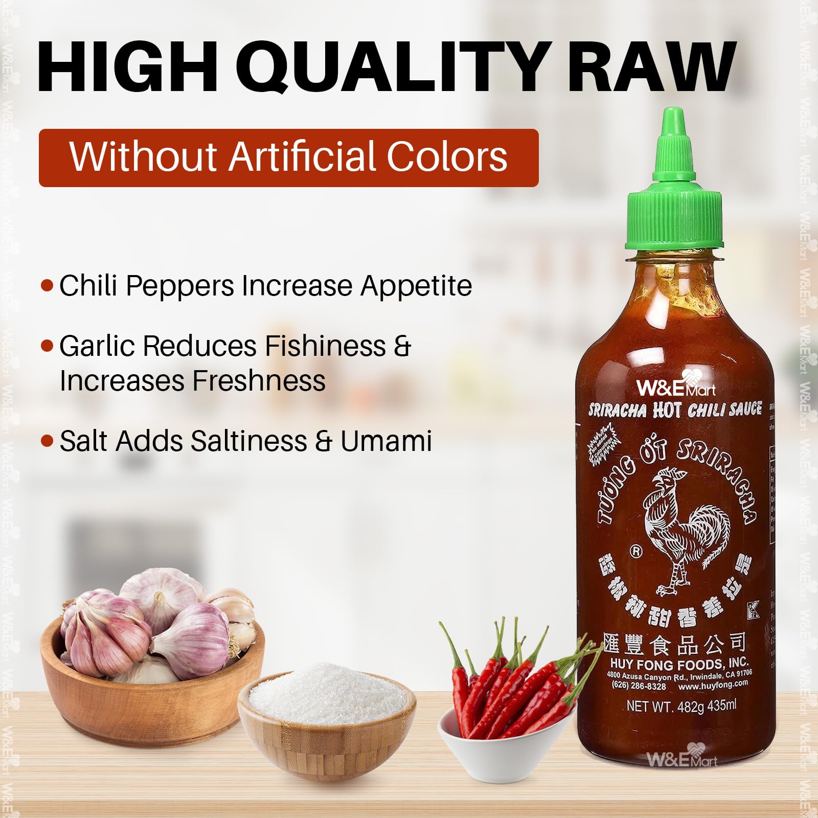 Huy Fong Sriracha Hot Chili Sauce 17 oz (435ml) - Spicy Flavor for Asian Dishes, Pho, Ramen & Stir Fry - Perfect for Cooking & Dipping