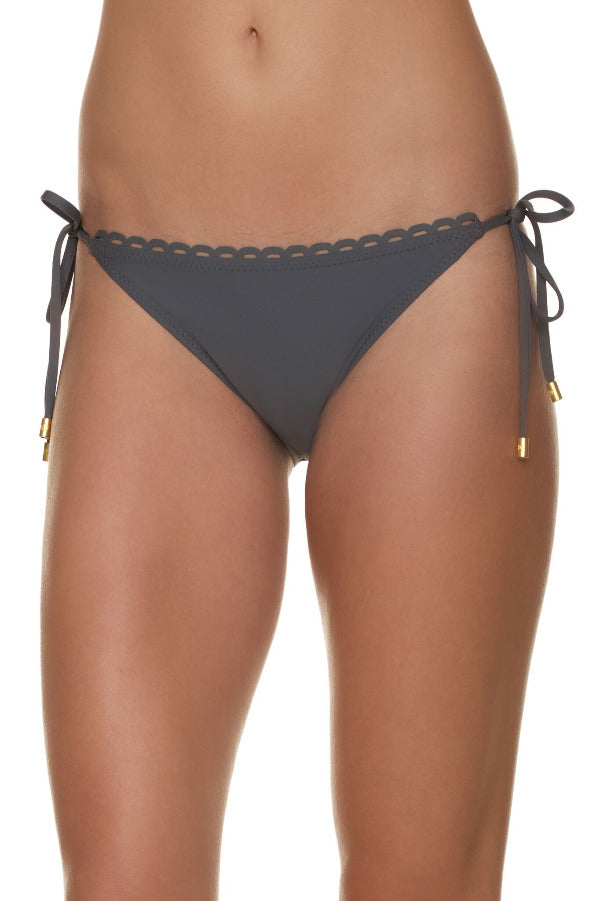 Scalloped String Bikini Bottom - High Waist Swimwear for Women | Mineral Blue Beachwear | Perfect for Pool Party, Vacation & Summer Getaway