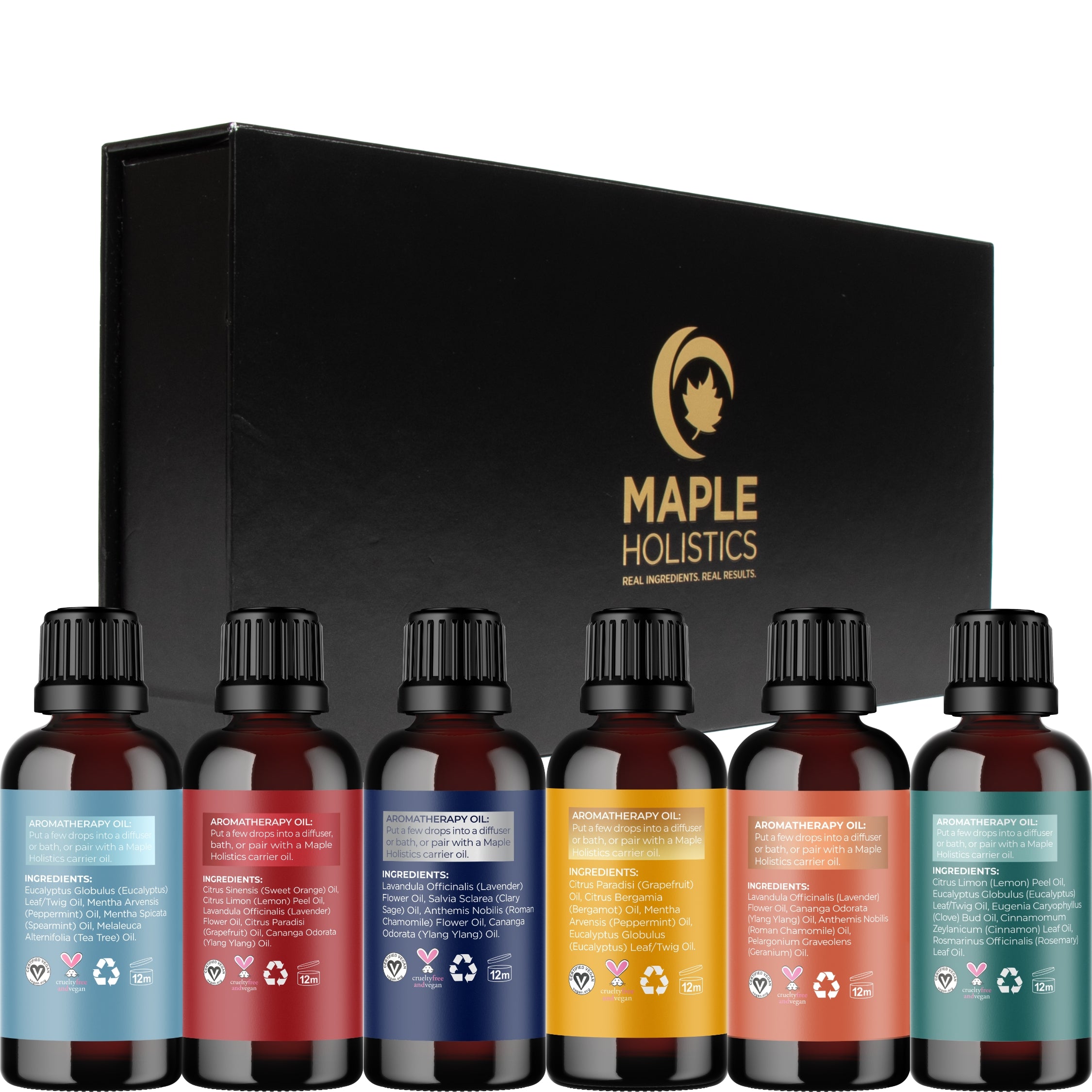 6-Piece Essential Oil Blends Set for Aromatherapy, Relaxation & Home Diffuser - Lavender, Peppermint, Eucalyptus, Tea Tree, Lemon & Orange Oils
