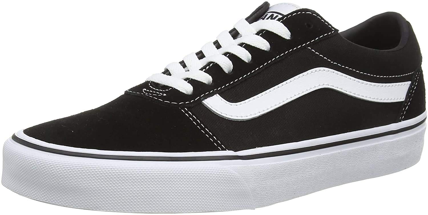 Vans Old Skool Classic Skate Shoes for Men & Women - Black/White Colorway - Size 42-43 EU (US Men 9.5 / US Women 11) - Comfortable Sneakers for Skateboarding, Streetwear & Casual Wear