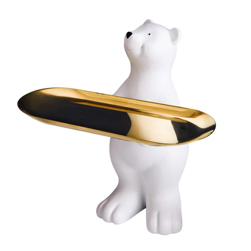 TOMYEUS Adorable Polar Bear Sculpture - Decorative Figurine for Snacks, Keys & Home Decor - Perfect for Desktop, Porch & Gift Giving