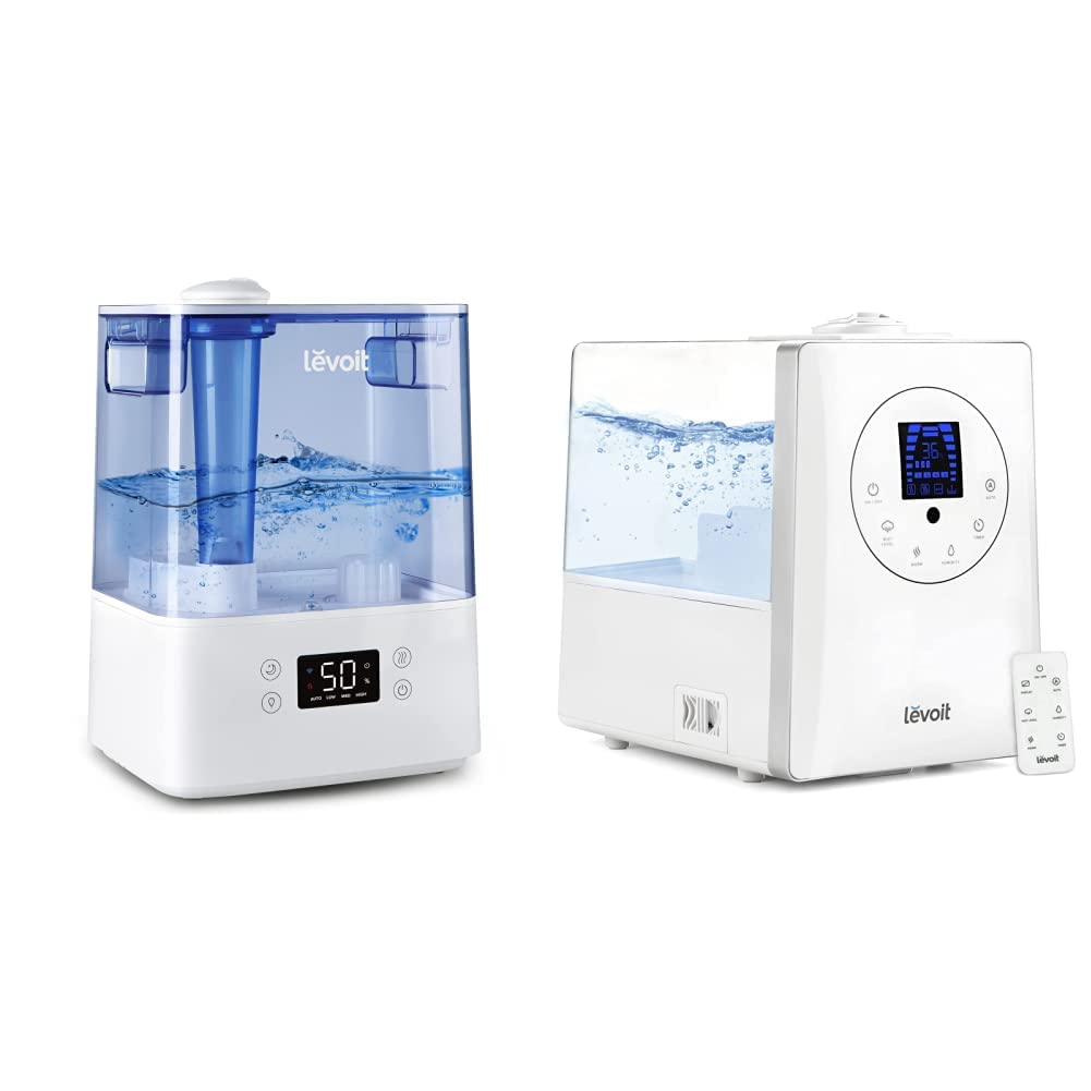 LEVOIT 6L Humidifier for Large Bedrooms - Warm & Cool Mist with Essential Oil Diffuser, Built-in Humidity Sensor & Timer - Perfect for Home, Nursery, Office & Indoor Plants (White & Blue)