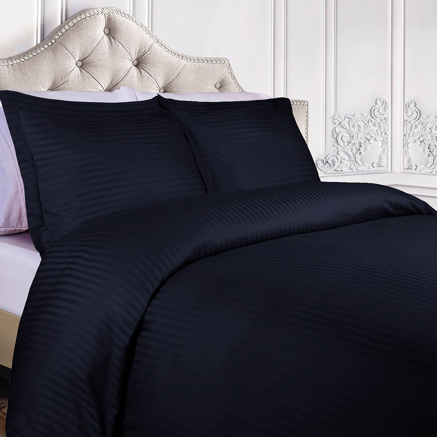 Premium Egyptian Cotton 300 Thread Count Duvet Cover Set - Soft Luxury Bedding for Master Bedroom & Guest Room (Queen/King Size) | Breathable & Wrinkle-Resistant for All-Season Comfort