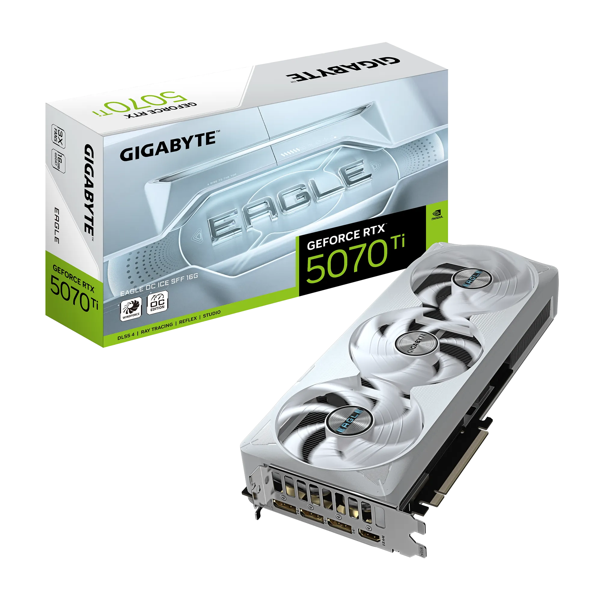 Gigabyte GeForce RTX 5070 Ti Eagle OC Ice SFF 16GB GDDR6 Graphics Card - Compact Small Form Factor GPU for Gaming & VR | Perfect for 4K Gaming, Video Editing & AI Workstations