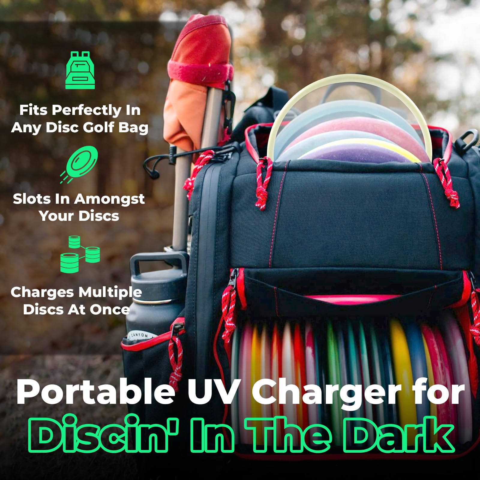 HALO Red Glow UV Flashlight Charger for Disc Golf - Perfect for Night Games & Glow Disc Charging | Essential Disc Golf Accessories & Unique Gifts for Players