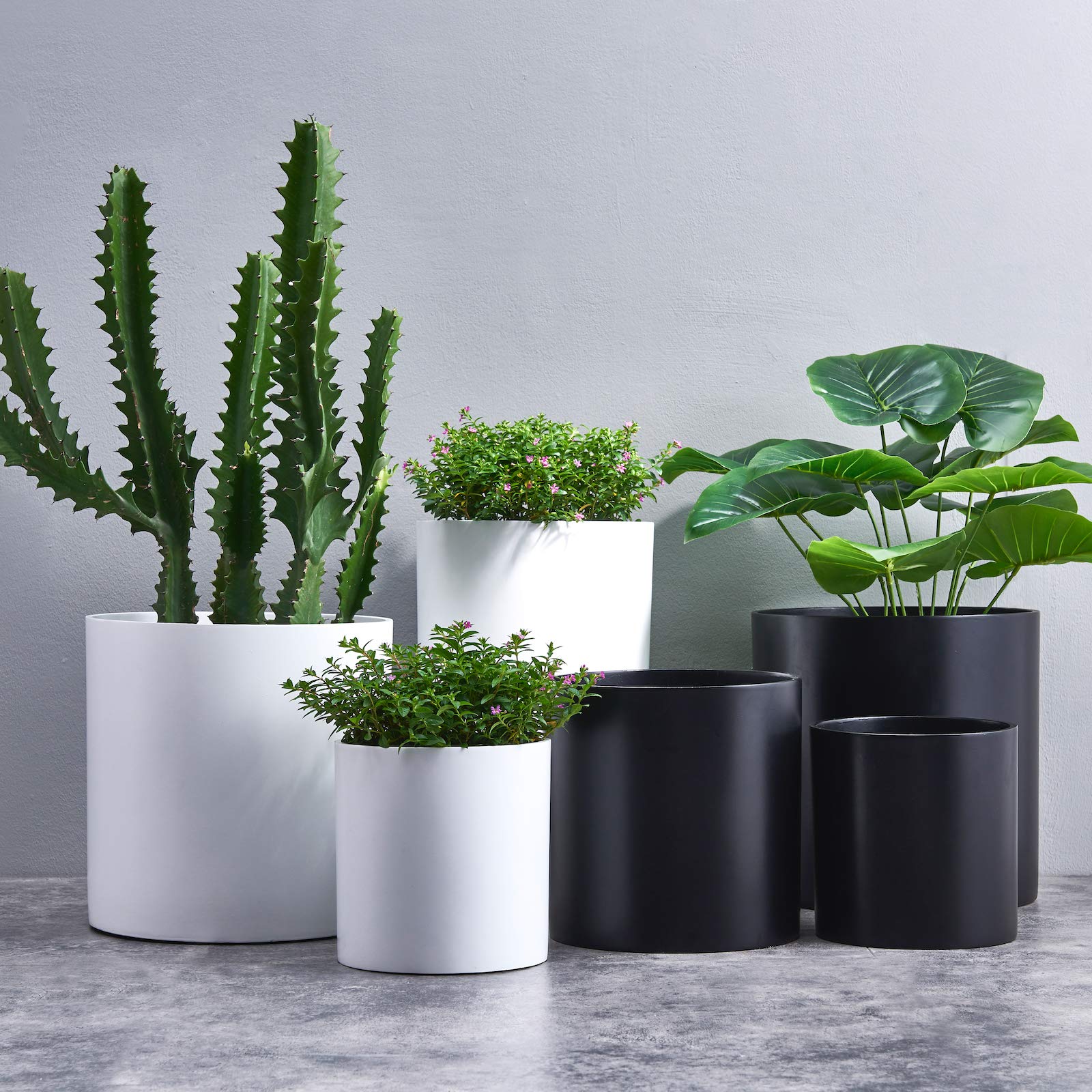 FaithLand 14 Inch Modern Plant Pot with Drainage Hole & Mesh Screen - Matte White Ceramic Flower Planter for Mid-Century Stands - Ideal for Indoor Plants, Succulents, Home & Office Decor