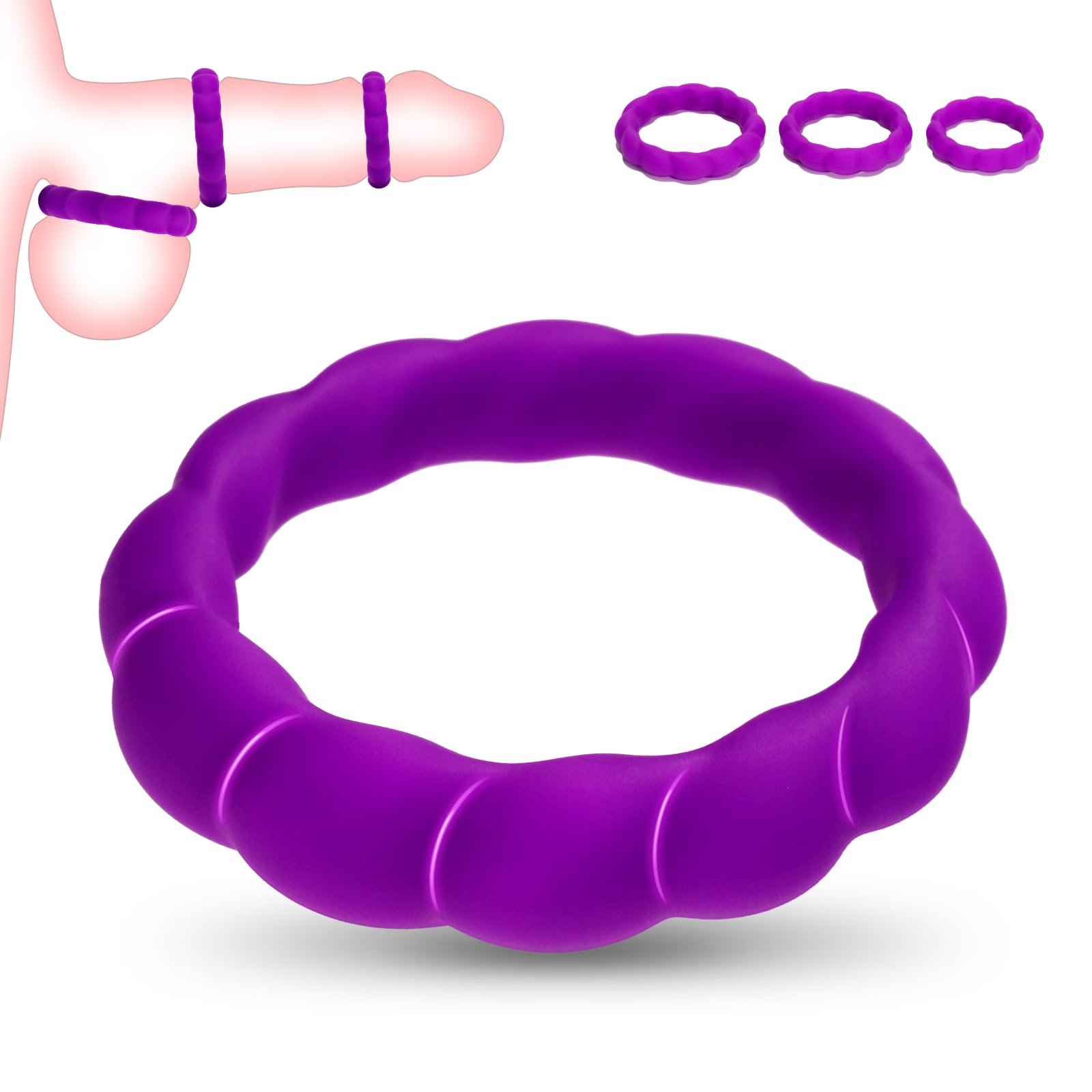 Premium Silicone Cock Ring Set for Men - 3 Sizes for Perfect Fit, Stronger & Longer Lasting Erections, Couples & Solo Play - Adult Sex Toys for Men, Couples & Gay Play - Enhance Intimacy & Pleasure in Bedroom