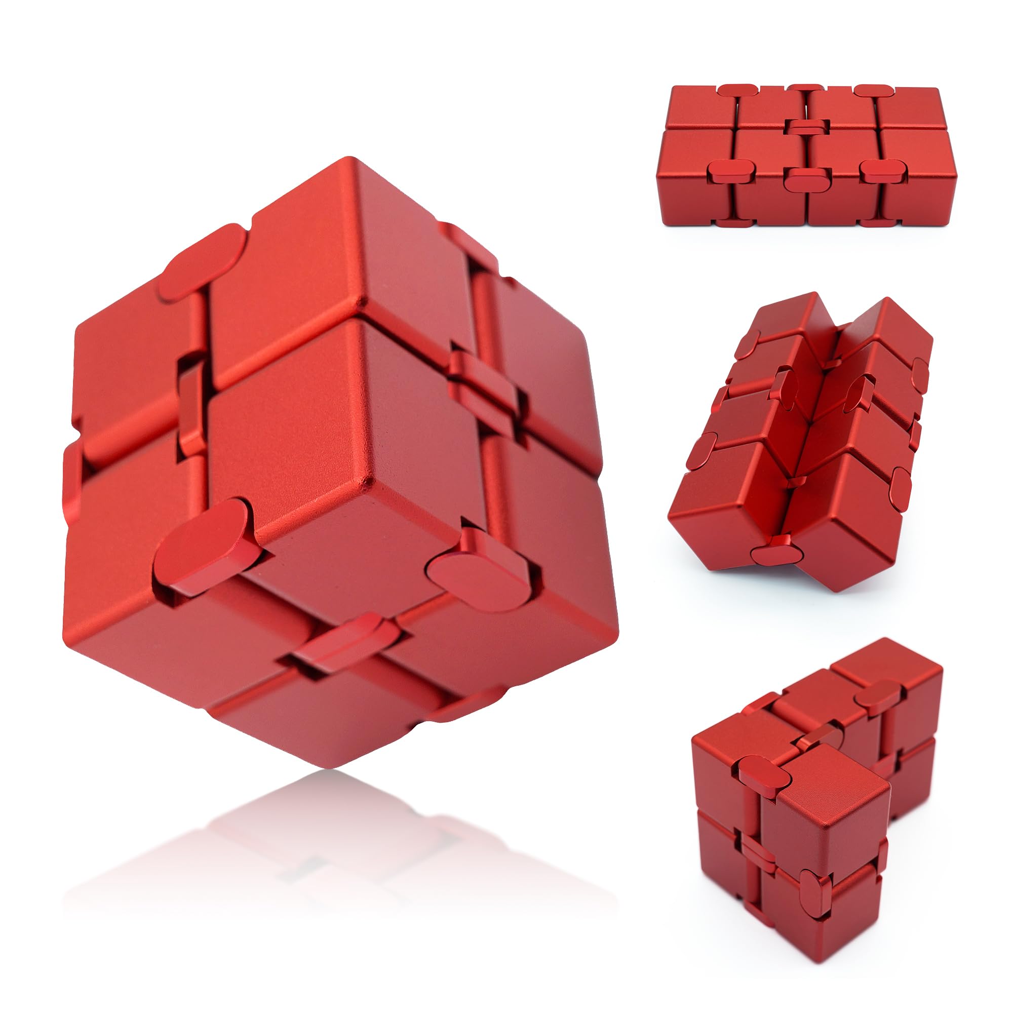 Red Infinity Cube Fidget Toy for Adults & Kids - Stress Relief & Anxiety Relief Sensory Toy - Perfect for Easter Basket Stuffers, Office Desk, Travel & Classroom Focus