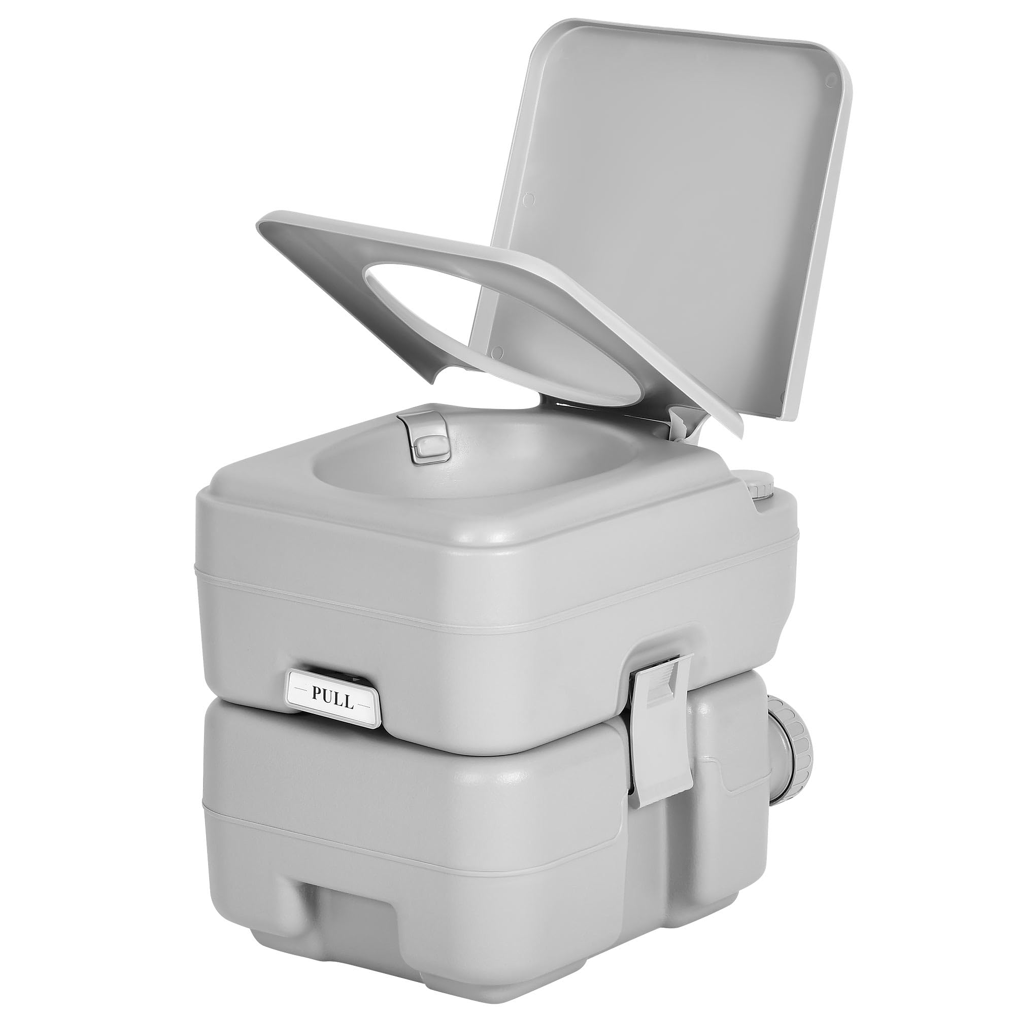 Portable Travel Toilet for RV & Camping - 6.08 Gallon Detachable Waste Tank with T-Type Water Outlets & Handle Flush Pump | Easy Cleaning Design for Boating, Hiking, Road Trips & Outdoor Adventures | Compact & Lightweight for Car, Van & Motorhome Use