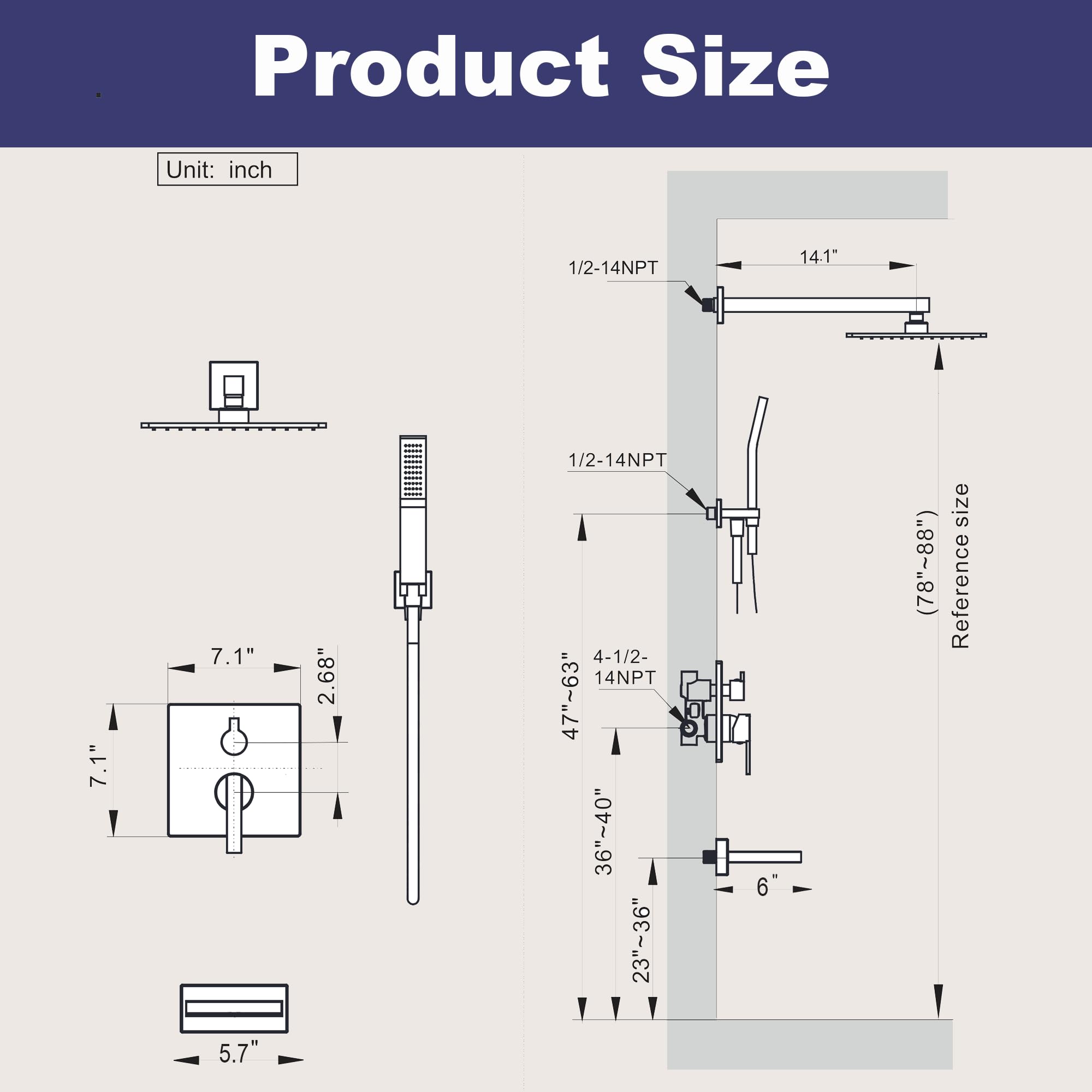 Premium Brushed Gold Shower System - 10 Inch Rain Shower Head & Handheld Shower Set with Tub Spout - All Metal High Pressure Bathtub Faucet (Valve Included) - Perfect for Luxury Bathroom Renovation & Spa-Like Shower Experience