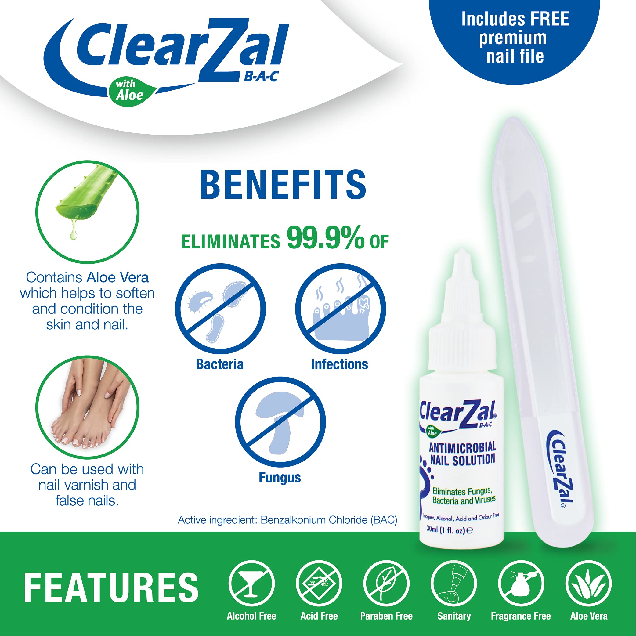 ClearZal Fungal Nail Treatment - Antimicrobial Nail Solution 30ml | Kills Fungus, Bacteria & Viruses | Double Pack | For Toenail & Fingernail Fungus Treatment at Home