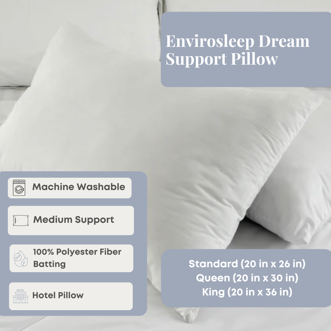 Envirosleep Dream Support Pillow - Orthopedic Memory Foam Pillow for Neck & Back Pain Relief - Perfect for Side, Back & Stomach Sleepers - Ideal for Home, Travel & Office Use