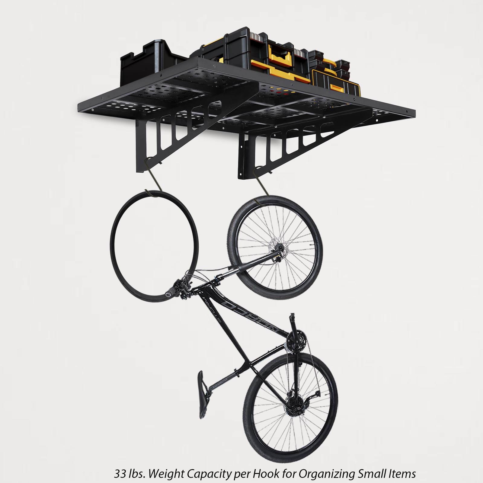 2-Pack Heavy Duty 2x3ft Wall Mounted Garage Shelving - 560 lbs Load Capacity, Floating Storage Racks with Hooks for Garage Organization, Workshop & Basement Storage Solutions