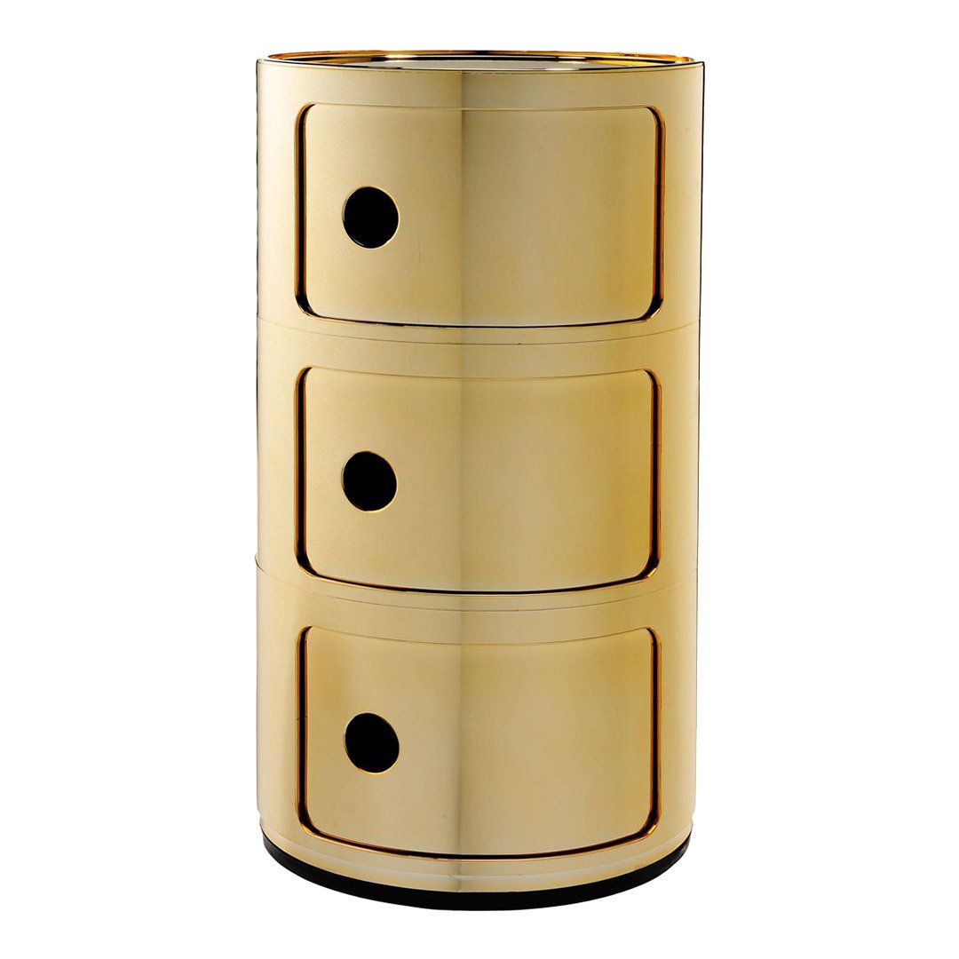 Componibili Round 3-Door Storage Tower - Modern Modular Organizer for Bedroom, Living Room & Office - Space-Saving Furniture Solution