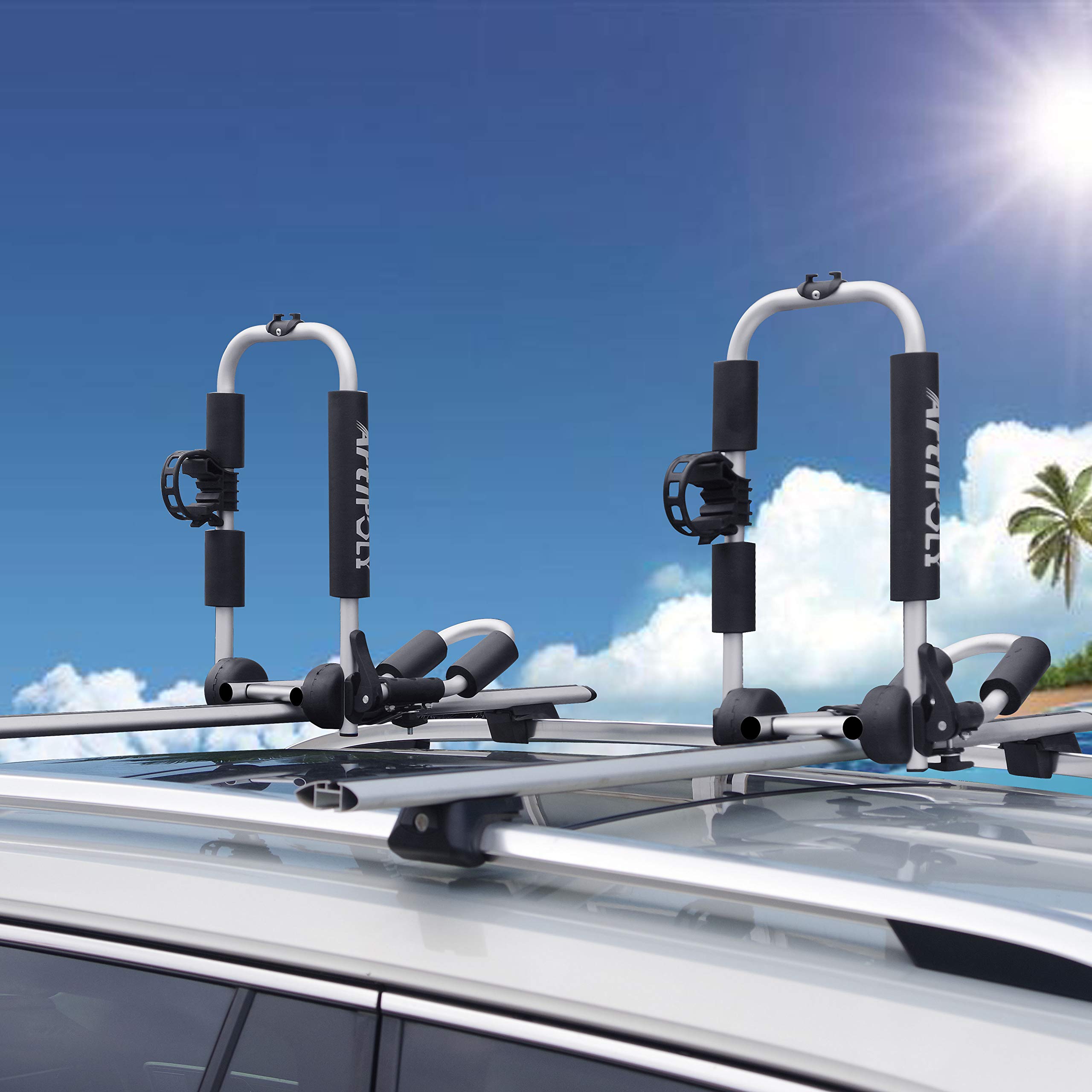 Premium Kayak & Canoe Roof Rack Carrier - J-Bar with Paddle Holder for SUV, Car & Truck | Easy Mount for Kayak, Canoe, SUP, Surfboard & Ski | Secure Transport for Water Sports & Outdoor Adventures