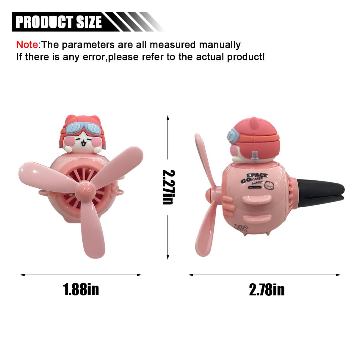 Cute Pilot Cat Car Air Freshener - Rotating Propeller Vent Clip Diffuser for Car AC Vent | Creative Automotive Air Outlet Fan & Perfume Accessory - Perfect for Car Interior Decoration & Gift Giving