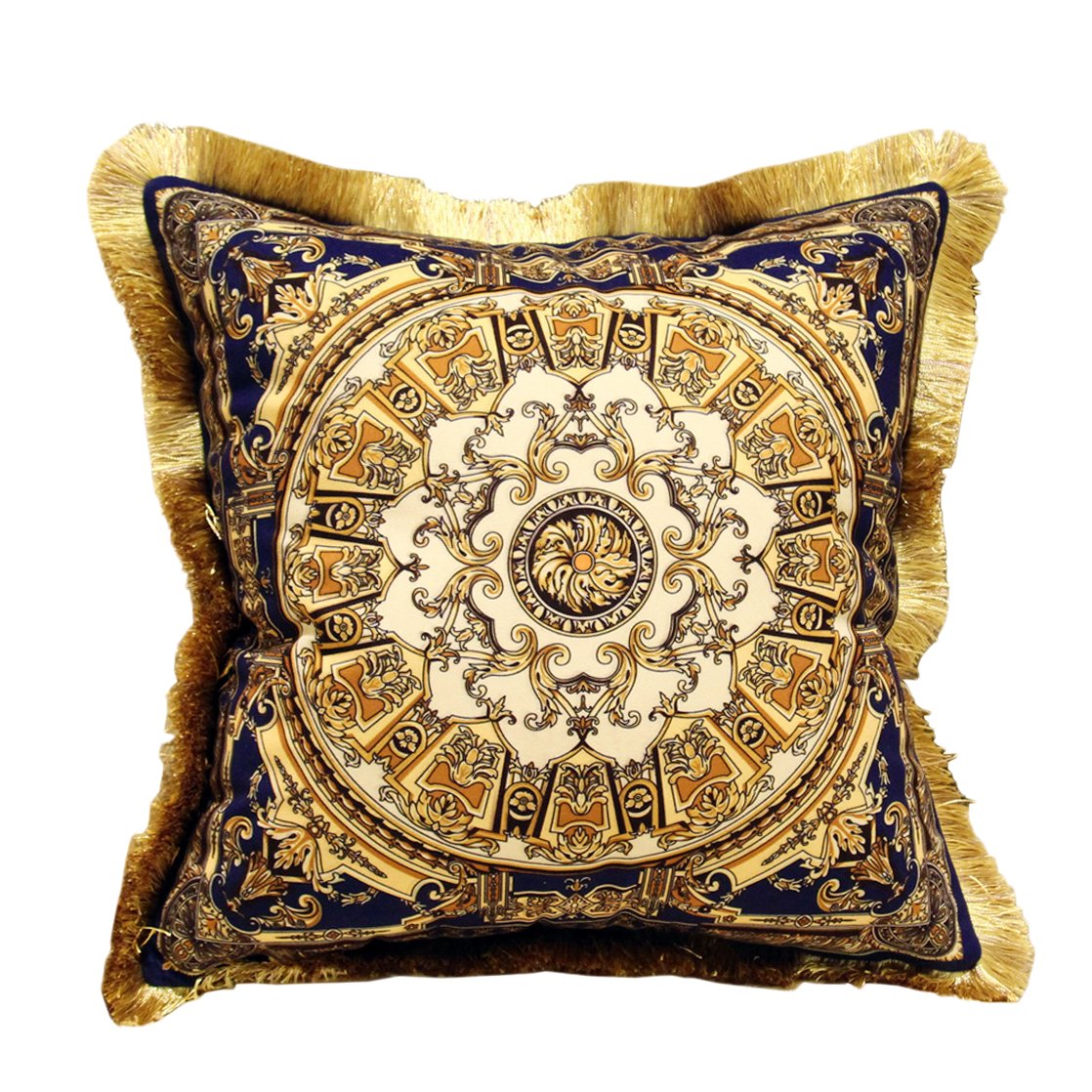 Riverbyland Velvet Decorative Throw Pillow Covers 17x17 Inch - Gold Pattern Printed Square Cushion Covers for Sofa, Bed, Couch - Home Decor Accent Pillows for Living Room & Bedroom