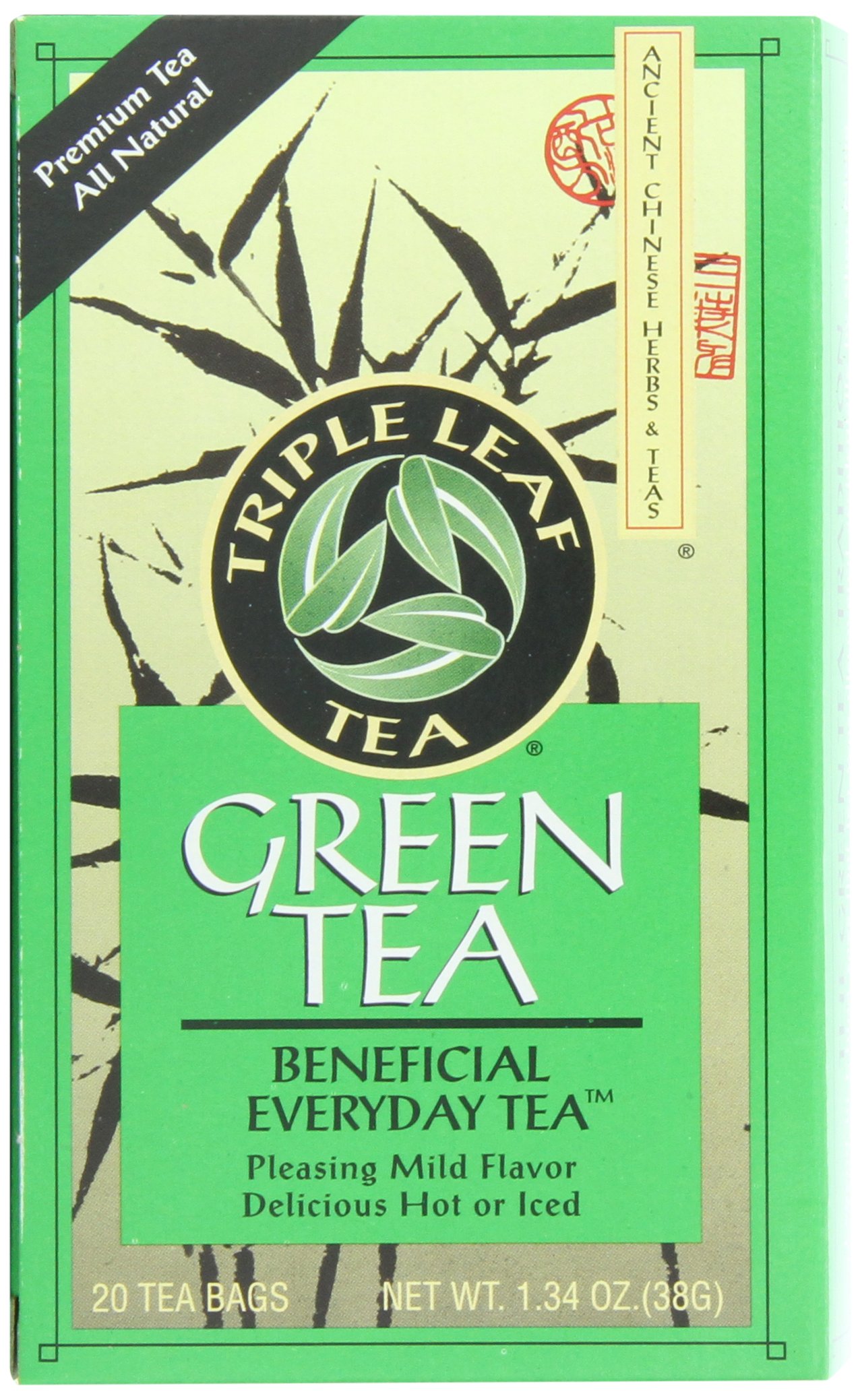 Organic Triple Leaf Green Tea Bags - 20 Count (Pack of 6) | 1.34-Ounce Premium Tea Bags for Detox & Weight Loss | Perfect for Morning Energy & Afternoon Relaxation