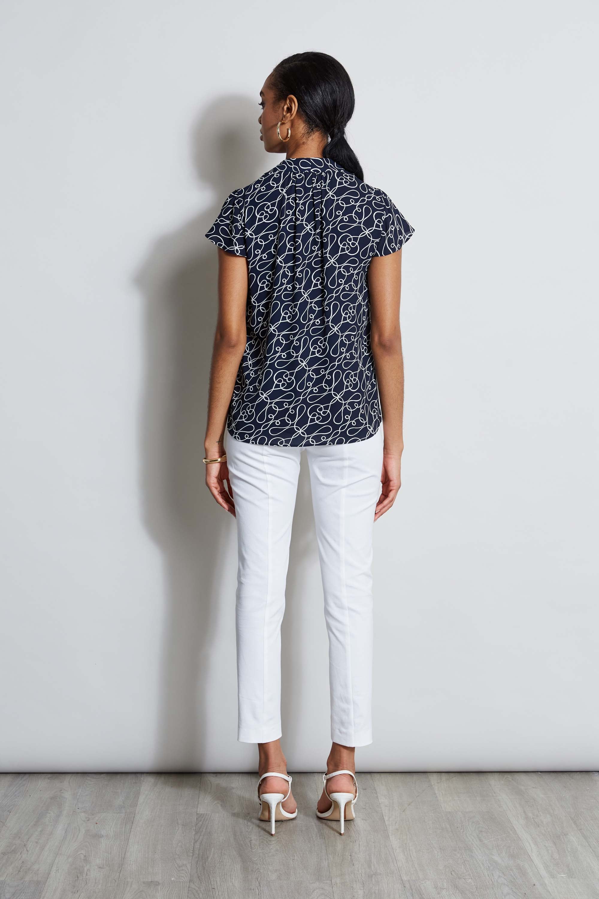 Tahari Knotted Dream V-Neck Top for Women - Elegant Blouse for Work, Date Night & Casual Outings
