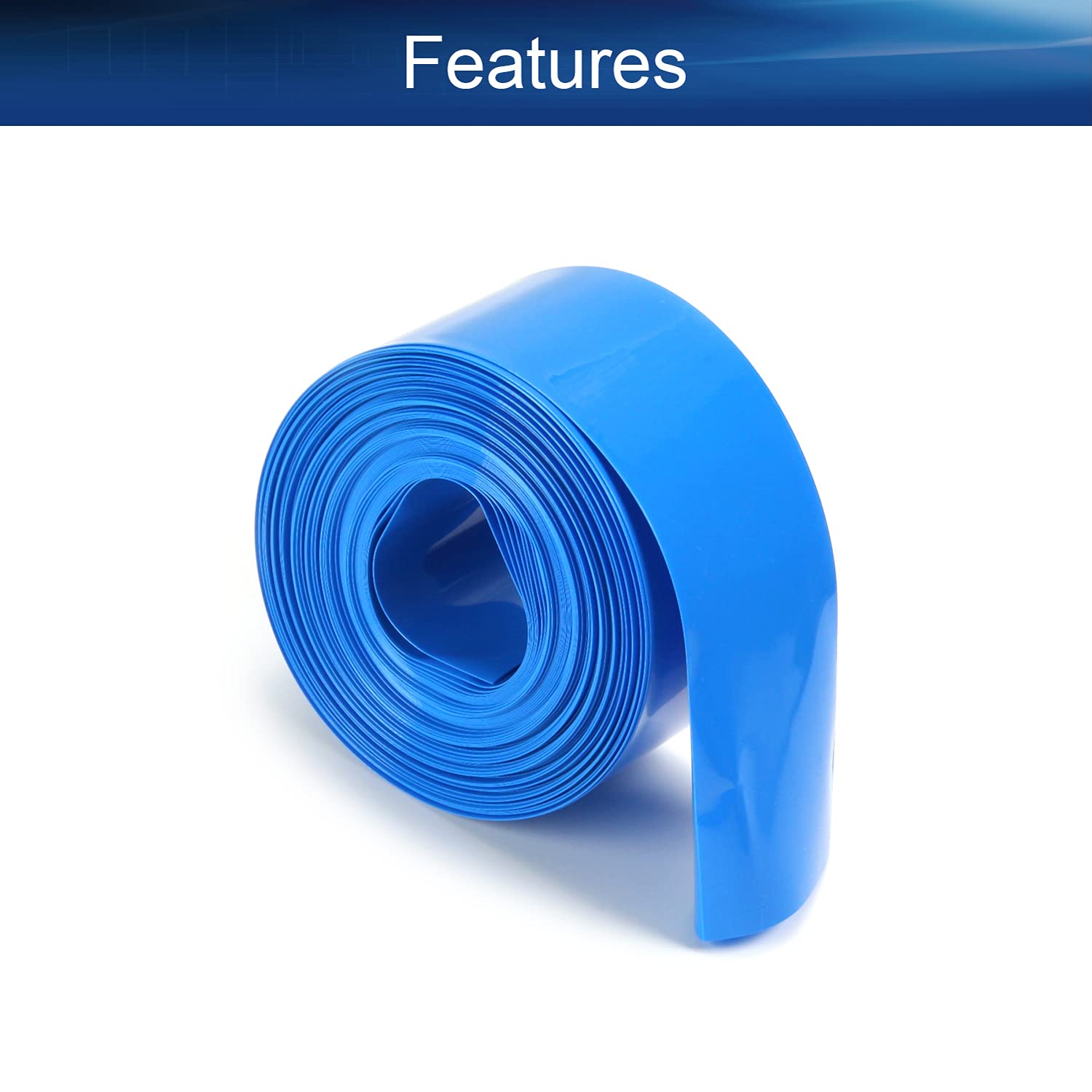 Bettomshin 1Pcs Blue PVC Heat Shrink Tubing 39.37 Ft Length 1.57 Inch Flat for AA Battery - Electrical Insulation, Wire Protection, DIY Projects, Home and Automotive Repair