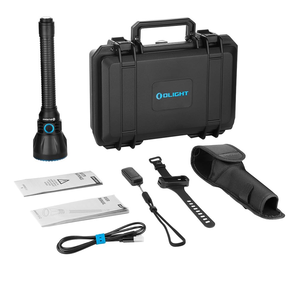 Olight Javelot Turbo 2 1800 Lumen Tactical Flashlight - Rechargeable LED Hunting Light with 4921ft Long-Range Beam, Wireless Remote Control, Battery Pack & USB-C Cable (Black) - Perfect for Outdoor Adventures, Hunting, Camping & Emergency Situations