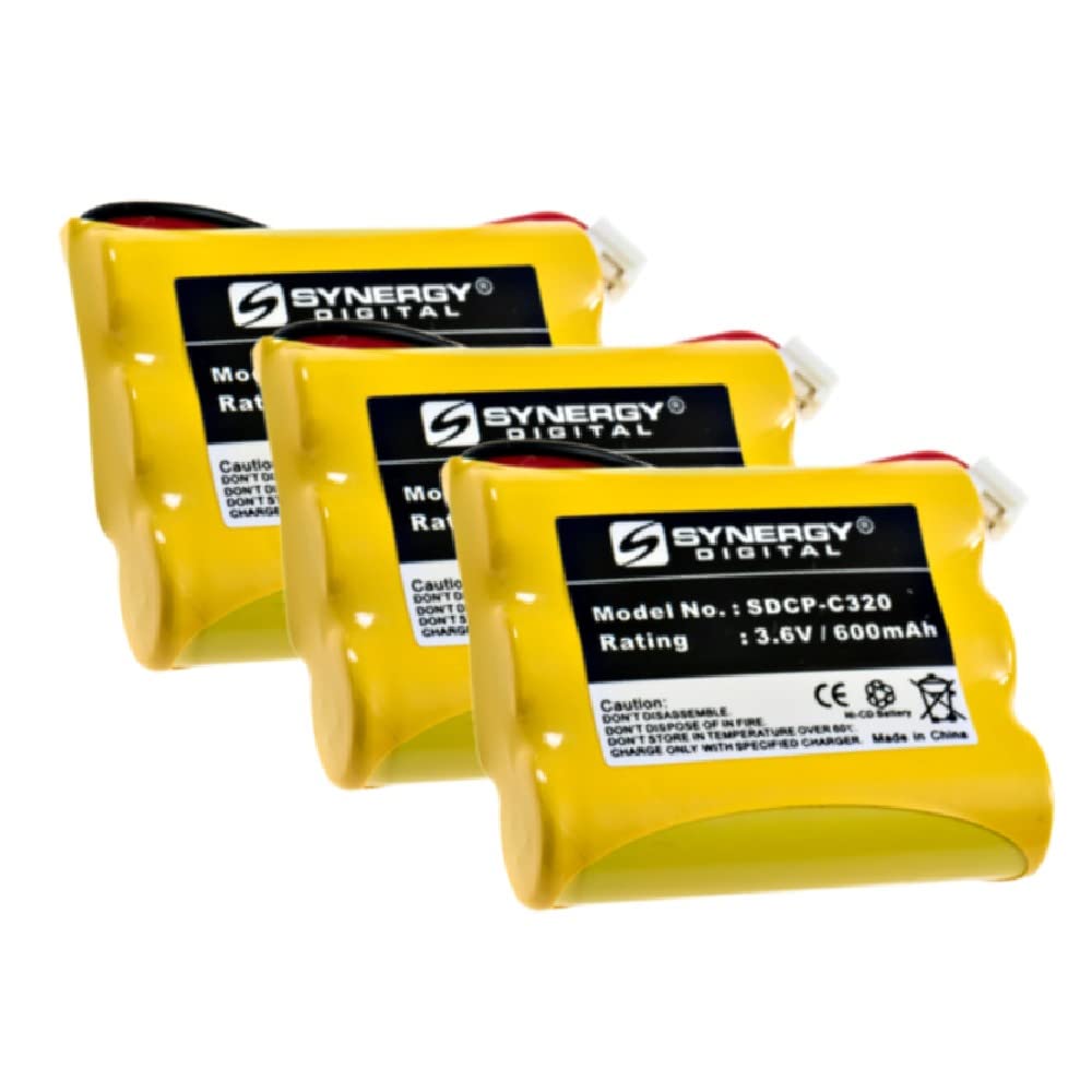 Synergy Digital Cordless Phone Battery - 3 Pack SDCP-C320 Replacement Batteries Compatible with VTech 5874 Phone | Long-Lasting Power for Home & Office Use