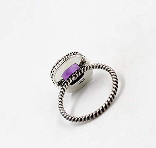 925 Sterling Silver Amethyst Solitaire Ring - Handmade Gemstone Oxidized Silver Jewelry for Women, Elegant Anniversary Gift for Her, Perfect for Weddings, Engagements & Special Occasions