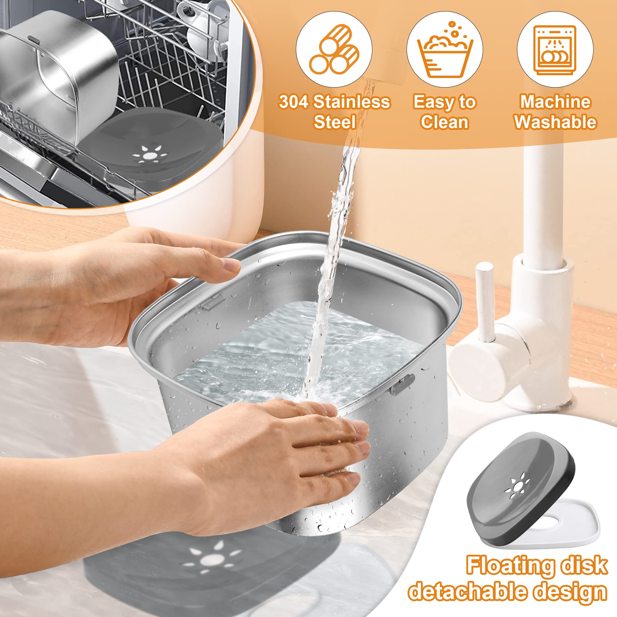Decflow 3L Stainless Steel Slow Drinking Dog Bowl with Lid - No Spill Water Bowl for Large Dogs, Splash Proof Travel Pet Water Dispenser - Perfect for Car Rides, Outdoor Adventures & Messy Drinkers