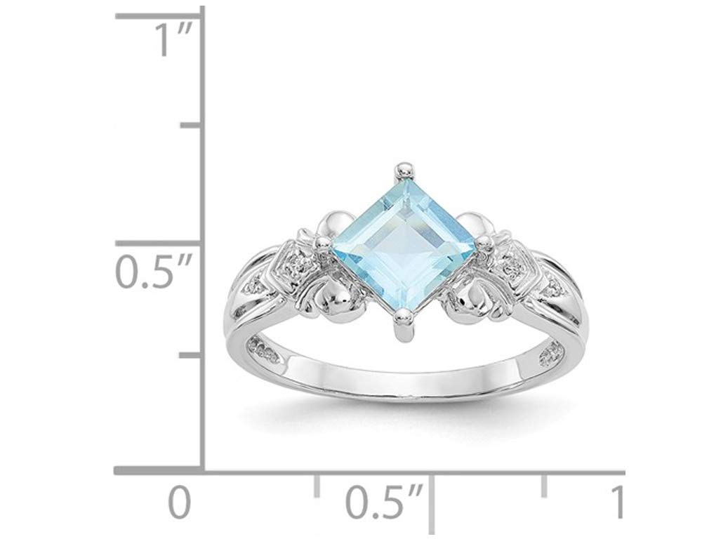 1.00ctw Natural Aquamarine Ring in 10K White Gold for Wedding & Gift