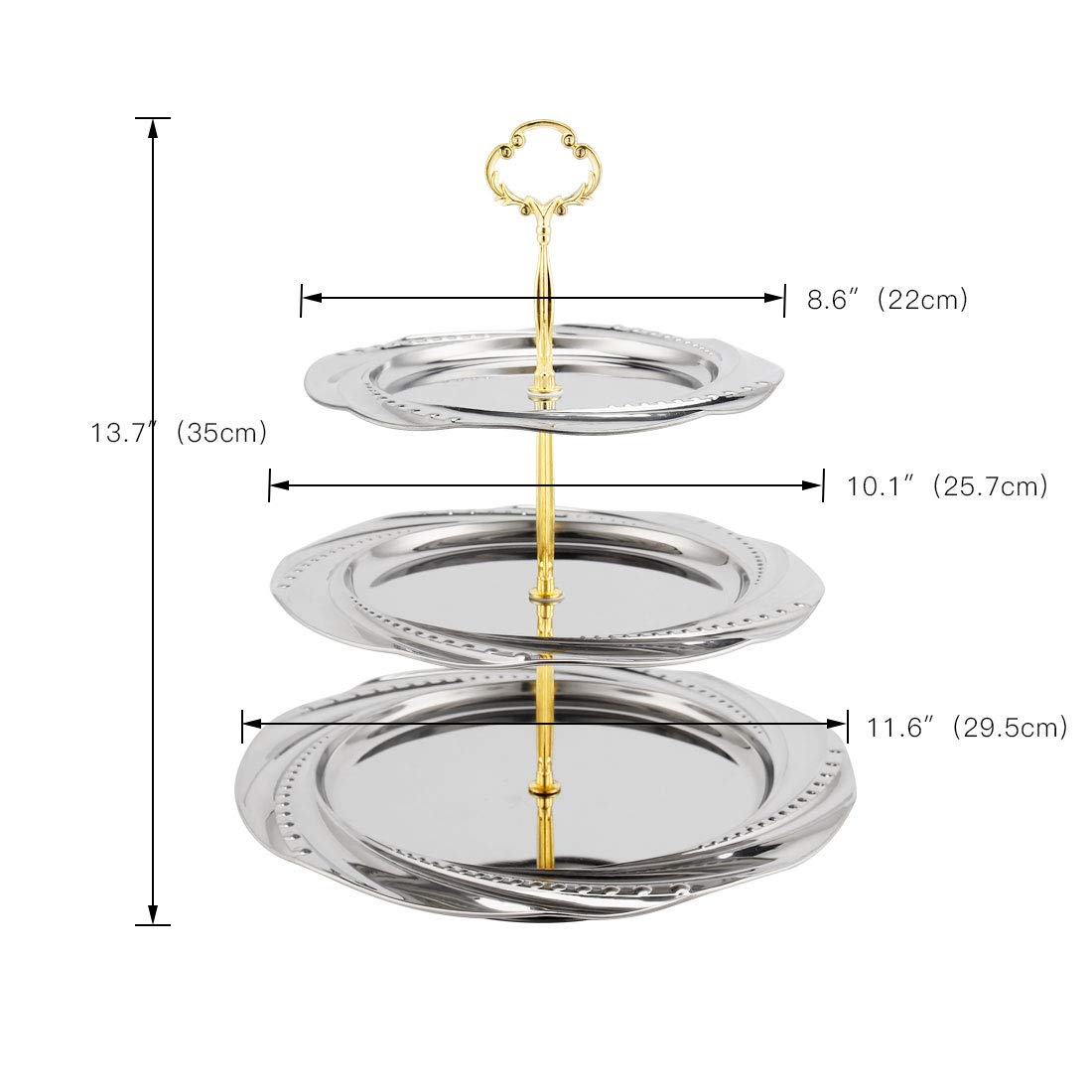 3 Tier Stainless Steel Cake Stand - Elegant Dessert Serving Tray for Wedding, Birthday Party, Tea Party | Perfect for Fruits, Cupcakes, Buffet Display & Christmas Decorations (Silver) - Ideal for Home Entertaining, Holiday Gatherings & Special Events